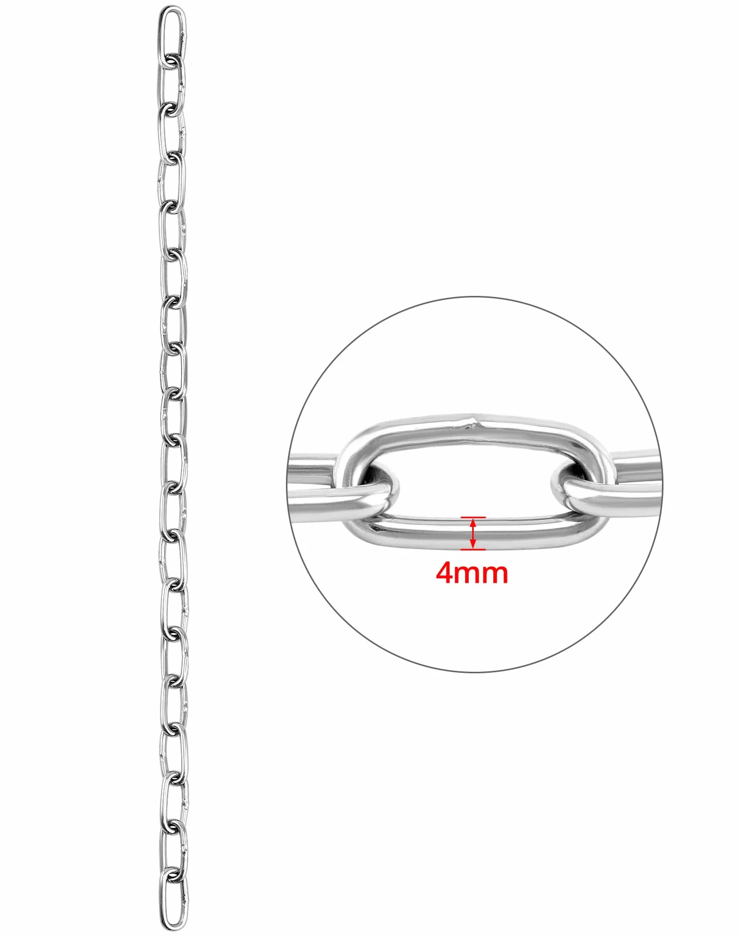 QWORK® 4-żyłowy łańcuch do zawieszania worka treningowego, wytrzymałe łańcuchy ze stali nierdzewnej Długość całkowita 50 cm, obrót o 360 stopni, maksymalne obciążenie 70 kg