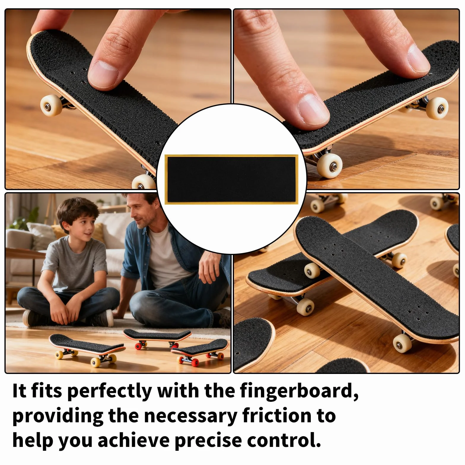 60 Sztuk Taśm Antypoślizgowych do Fingerboardu, 11x3,8cm Mocne Samoprzylepne Naklejki Antypoślizgowe Piankowa Taśma Podkładowa PET do Gier i Trików na Fingerboardzie (Czarna)