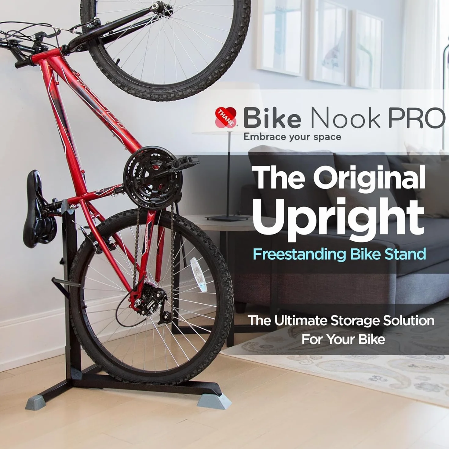 BIKE NOOK Stojak na rowery Tylne koło do użytku w pomieszczeniach, Uchwyt na rower, Systemy organizacji garażu dla rowerów, Stojak oszczędzający miejsce z regulowaną wysokością, Stojak na rowery