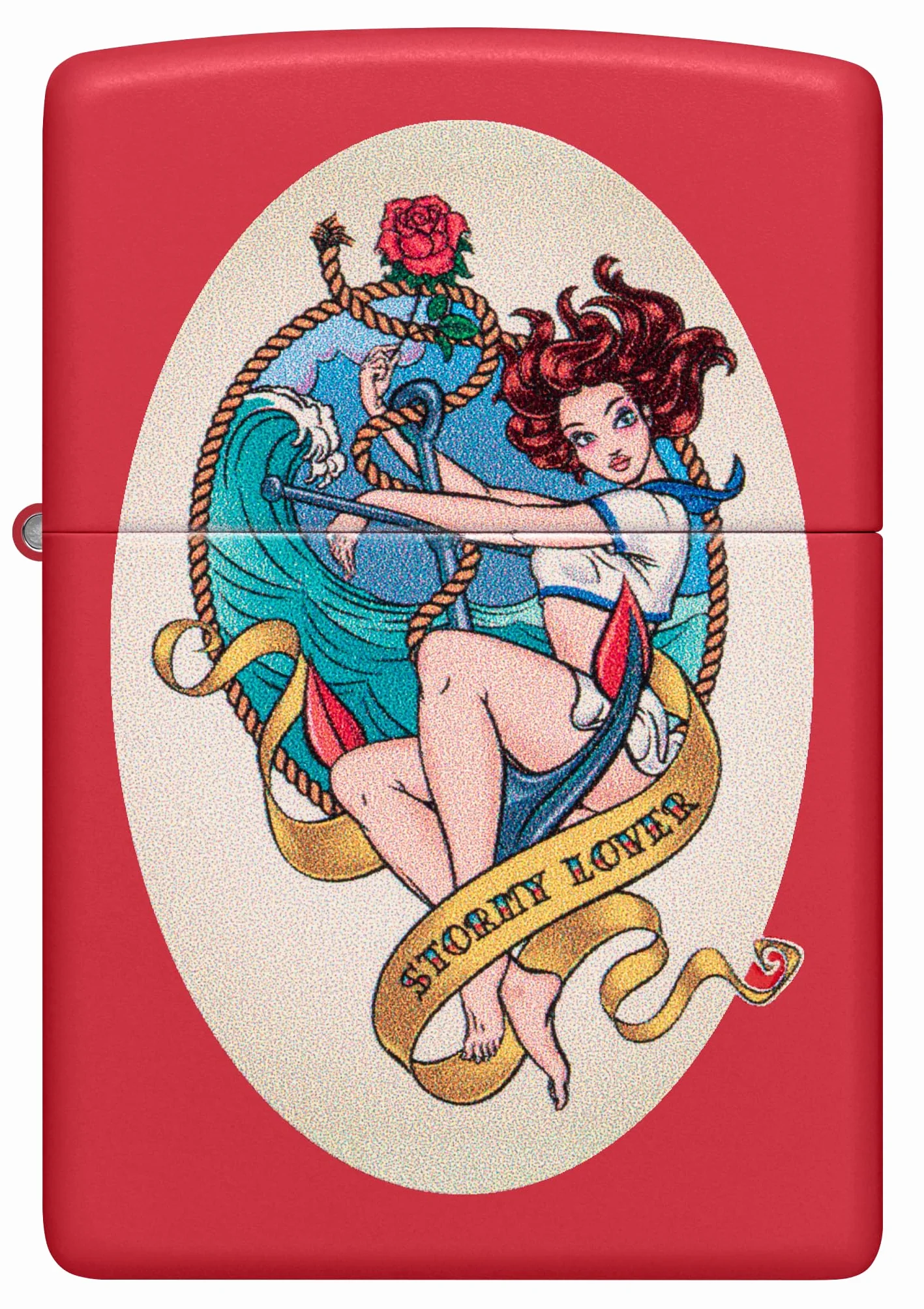 Zippo Stormy Lover, Zapalniczka Sztormowa, Kolorowy Nadruk, do Napełniania, Wielokrotnego Użytku, Wiatroodporna Konstrukcja, Pudełko na Prezent, Wykonano w USA, Kolor Czerwony Matowy (Red Matte)