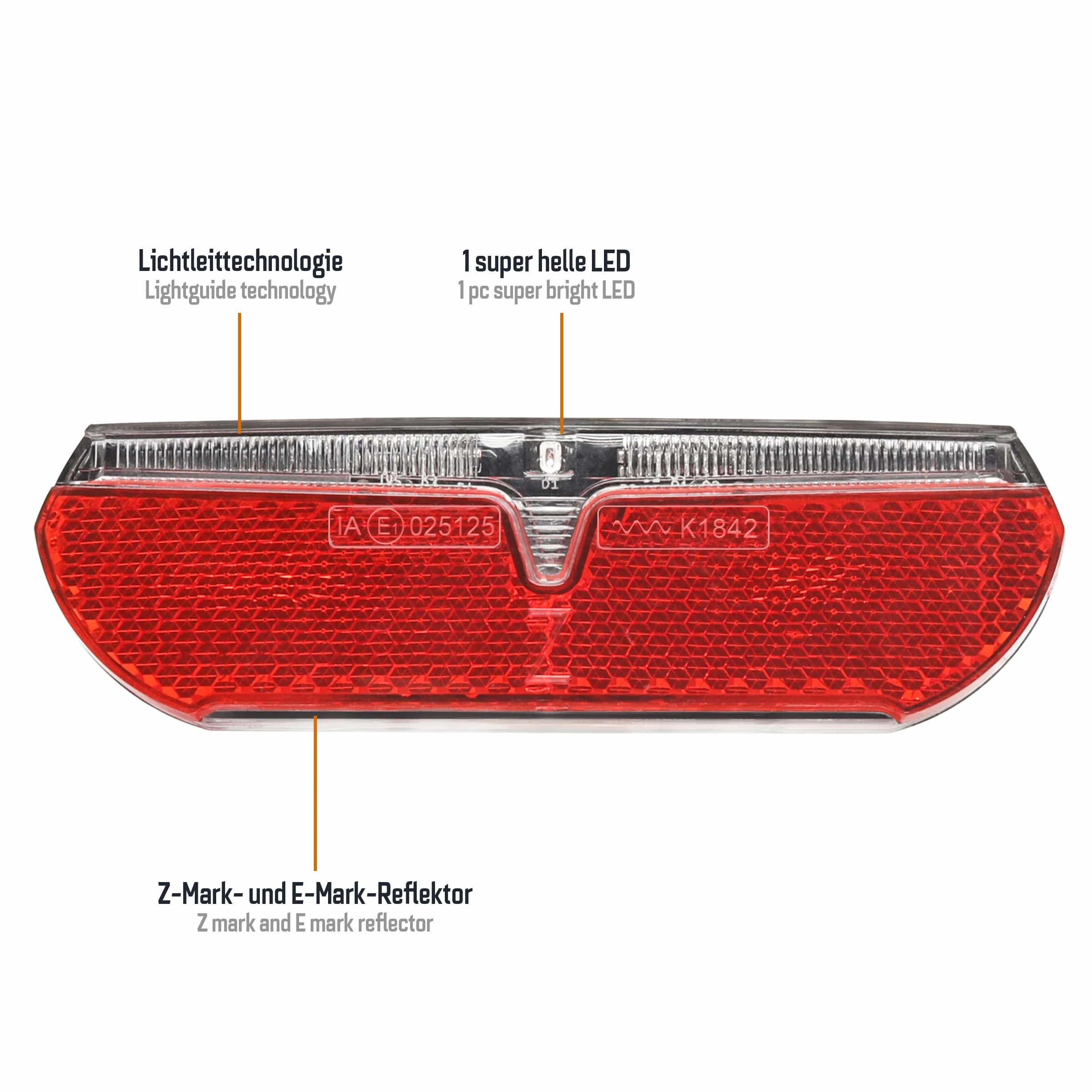 ADDVIEW Swallow E Bike tylne światło – tylne światło LED do roweru 6-12 V DC z certyfikatem StVZO 80 mm do montażu w stojaku IP65, wodoodporna, kompaktowa konstrukcja, widoczność 40 m reflektor Z