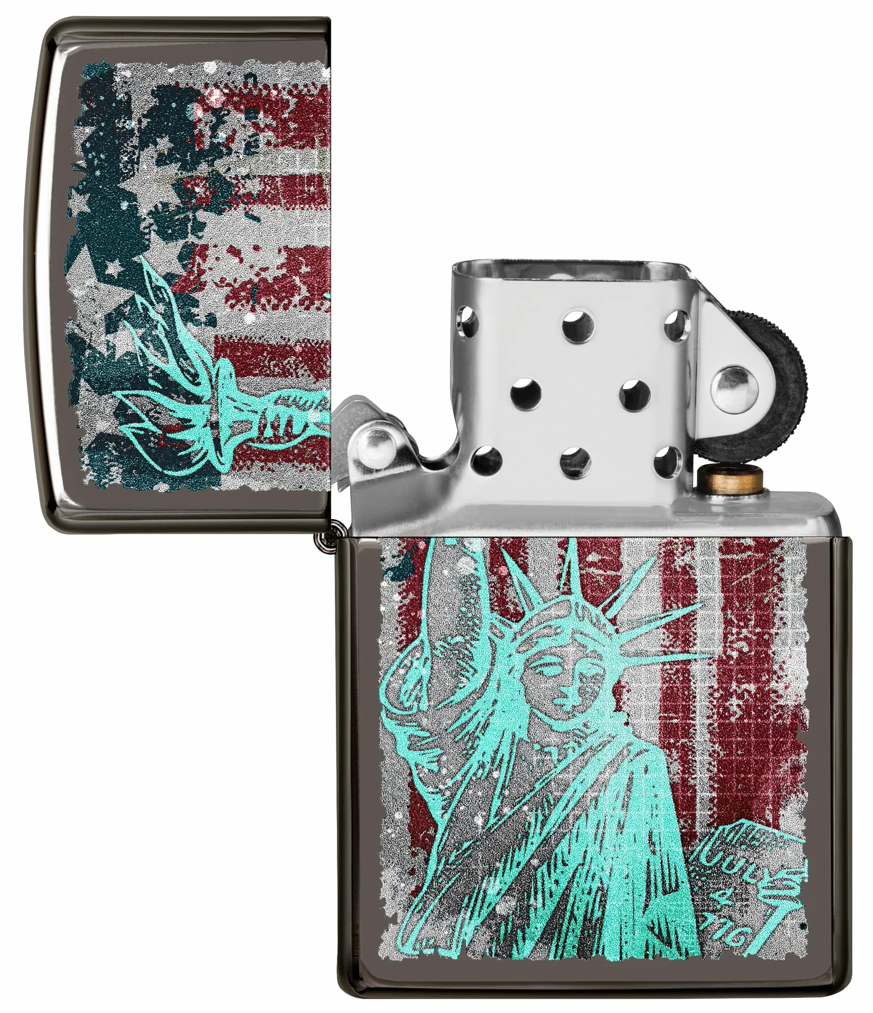 Zippo Statue Of Liberty Zapalniczka Sztormowa Wielokrotnego Użytku Wiatroodporna Czarna Black Ice