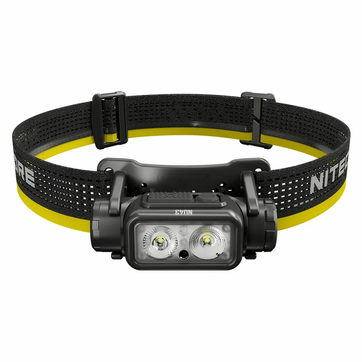Nitecore Latarka czołowa NU43, lekka, ładowana przez USB C, 1400 lumenów, zasięg świecenia 130 m, czerwone światło do widzenia w nocy
