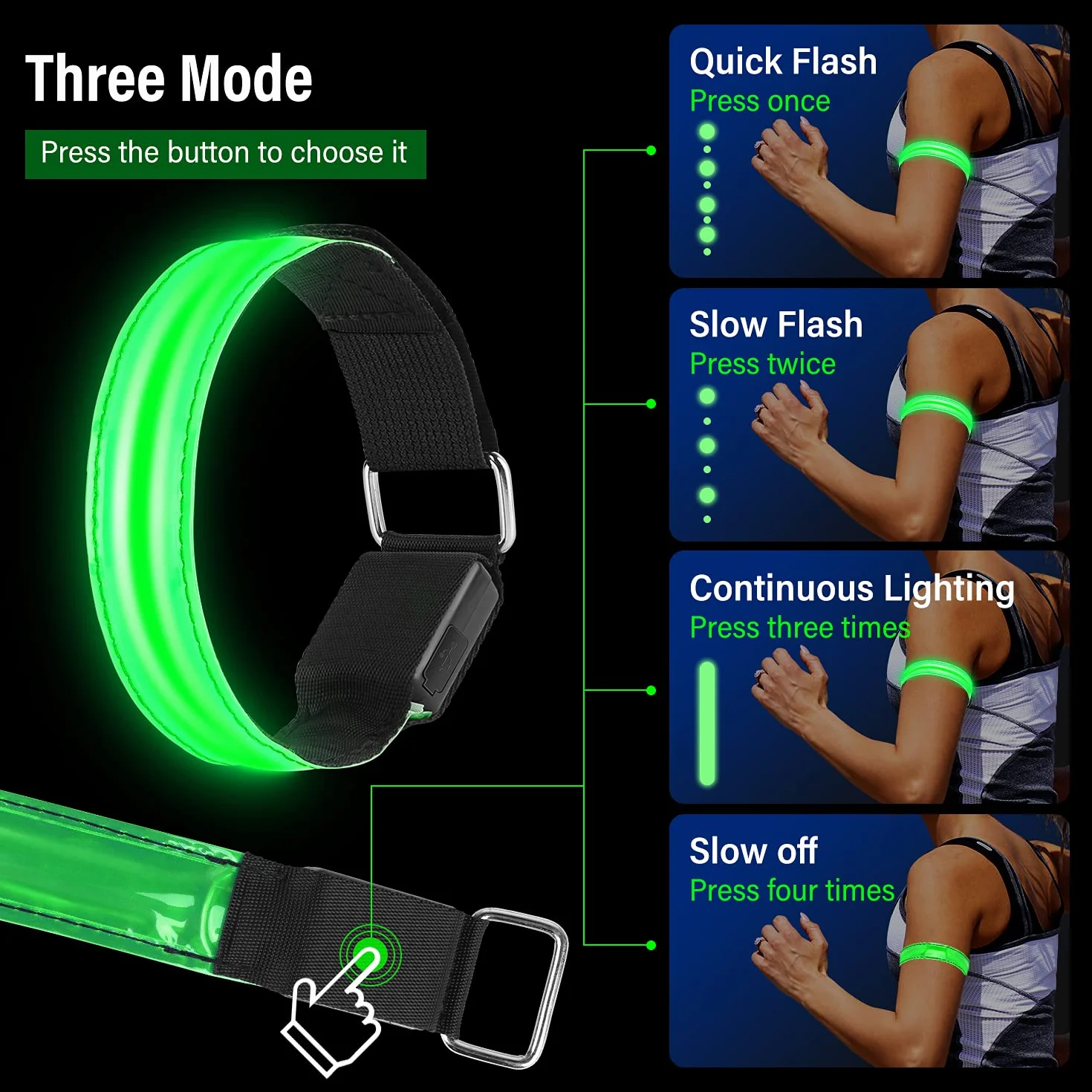 Bransoletka LED USB odblaskowa 4 sztuki do biegania dla dzieci sport
