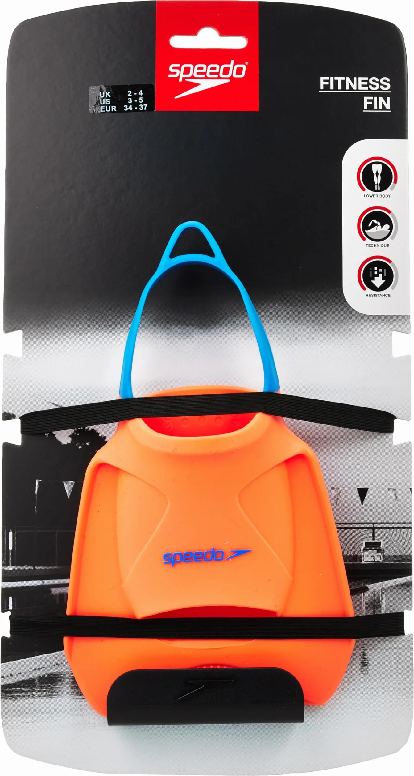 Speedo Unisex Biofuse Fitness Fin | Trening pływacki | Płetwa | Płetwa | Płetwa Fluro Mandarynka/Basen Niebieski/Niebieski Płomień, L