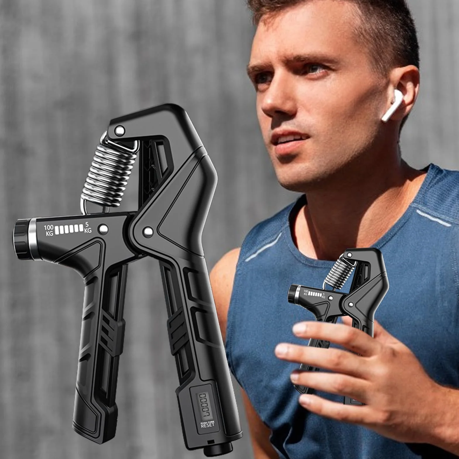 Hand Gripper, Adjustable Resistance Grip Strength Trainer, Portable Hand Exerciser, Ergonomic Anti-Slip Handle