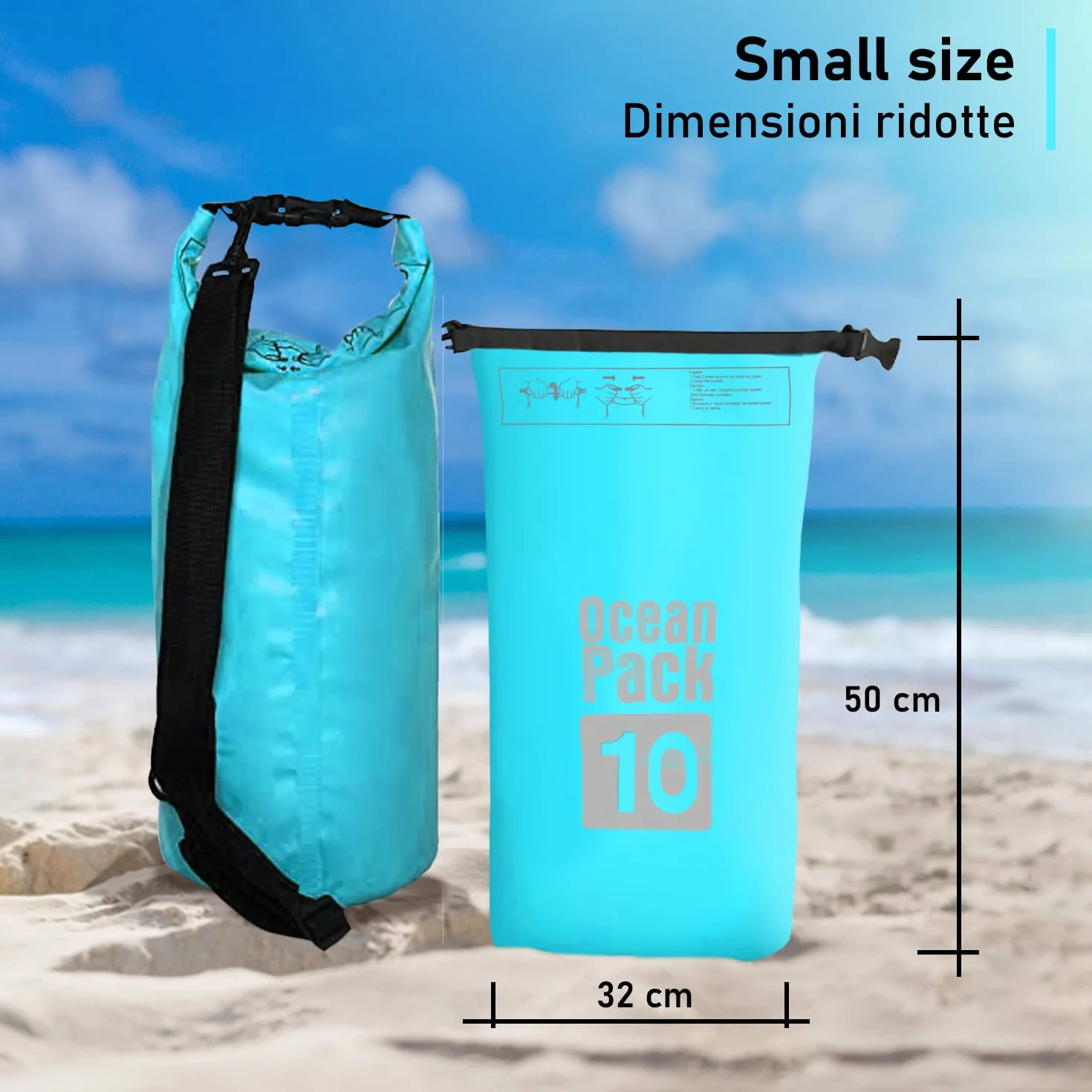 Worek wodoszczelny Wodoszczelna torba 5/10/20 l, Dry Bag Morze, Wodoodporny pokrowiec pasek na ramię, do SUP, kajakarstwa, pływania kajakiem, na wycieczkę łodzią łódź, wędkowanie, rafting, kemping (Niebieski, 10l)