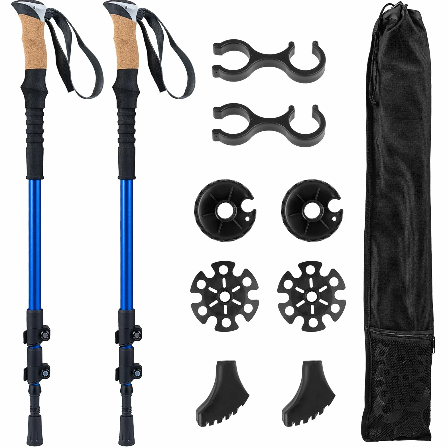 COSTWAY Kijki trekkingowe teleskopowe aluminiowe lub włókna węglowego z uchwytem korkowym do Nordic Walking