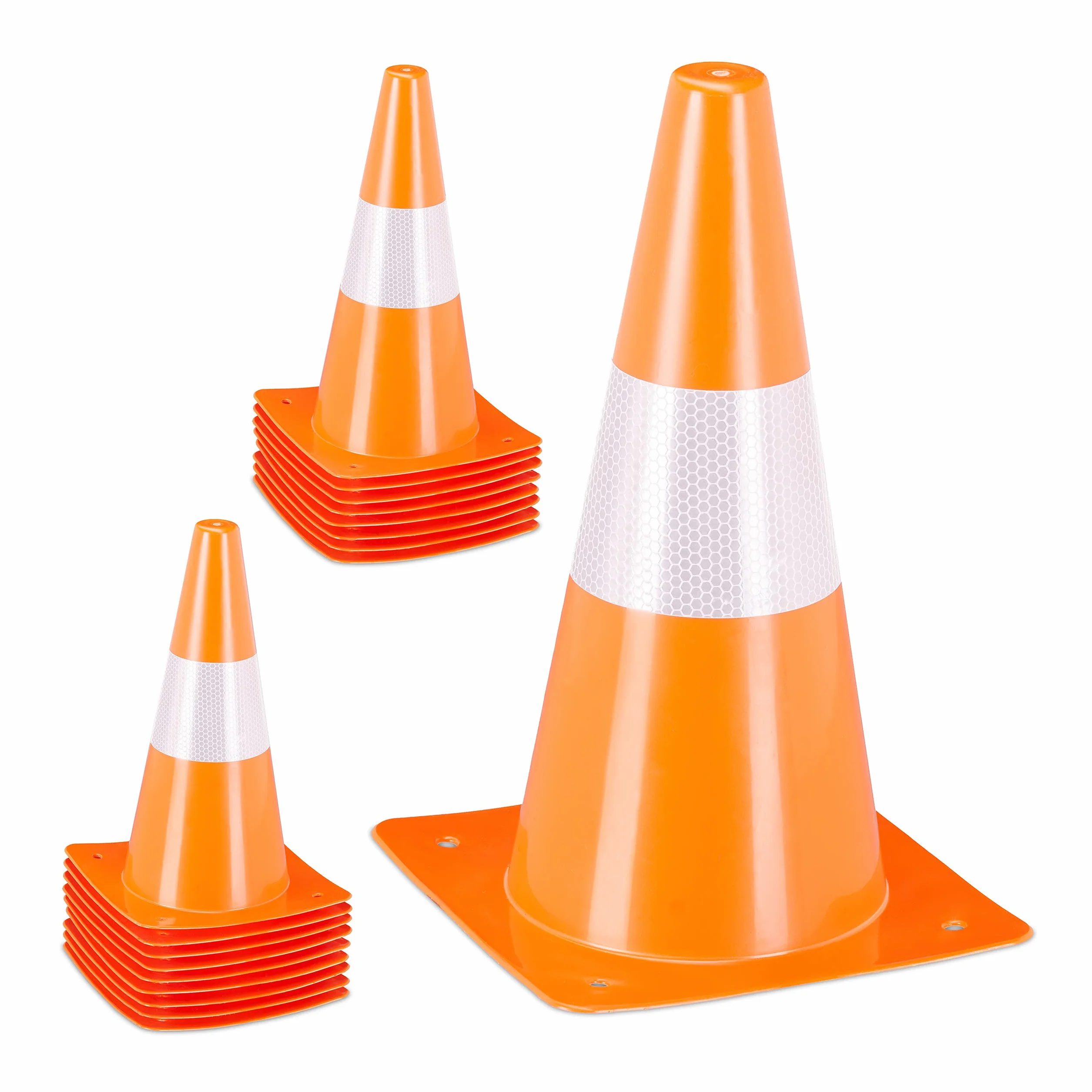 Relaxdays Zestaw 18 pylonów, piłka nożna, trening psa, stożki oznaczające 30 cm, odblaskowe kapelusze drogowe, pomarańczowe