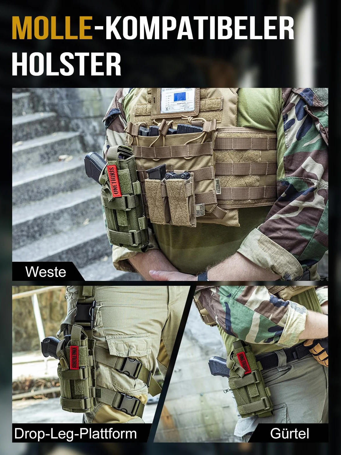 OneTigris 1000D nylonowa kabura na pistolet Molle