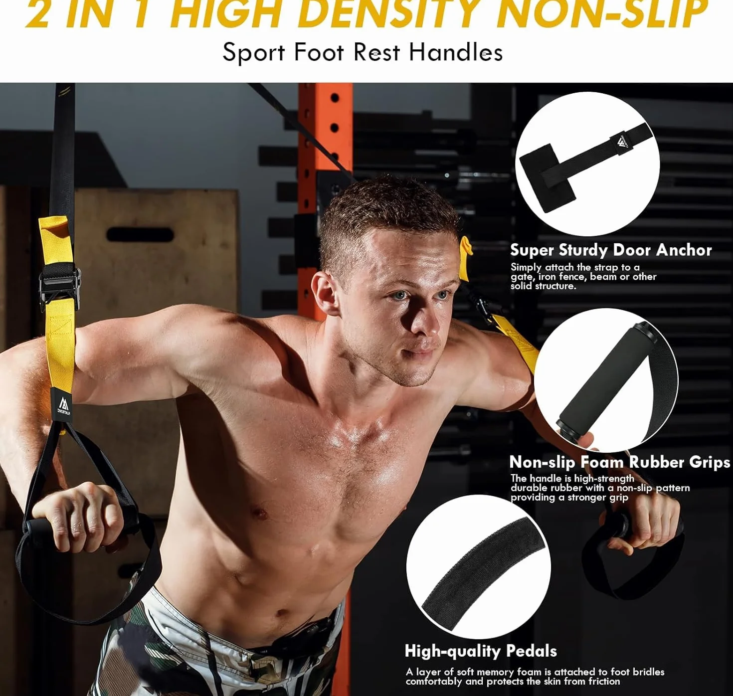 flintronic Zestaw Sling Trainer, System Suspension Trainer, Sprzęt do domowej siłowni Suspension Trainer z kotwicą do drzwi, Paski do ćwiczeń fitness na siłowni