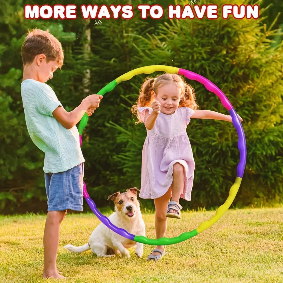 Hula Hoop obręcz dla dzieci, 7 części, plastikowa, zdejmowana, 60 cm, Hullahub obręcz dla dzieci, regulowana Hula Hup obręcz do fitnessu, gimnastyki, gier tanecznych, dla dzieci i dorosłych
