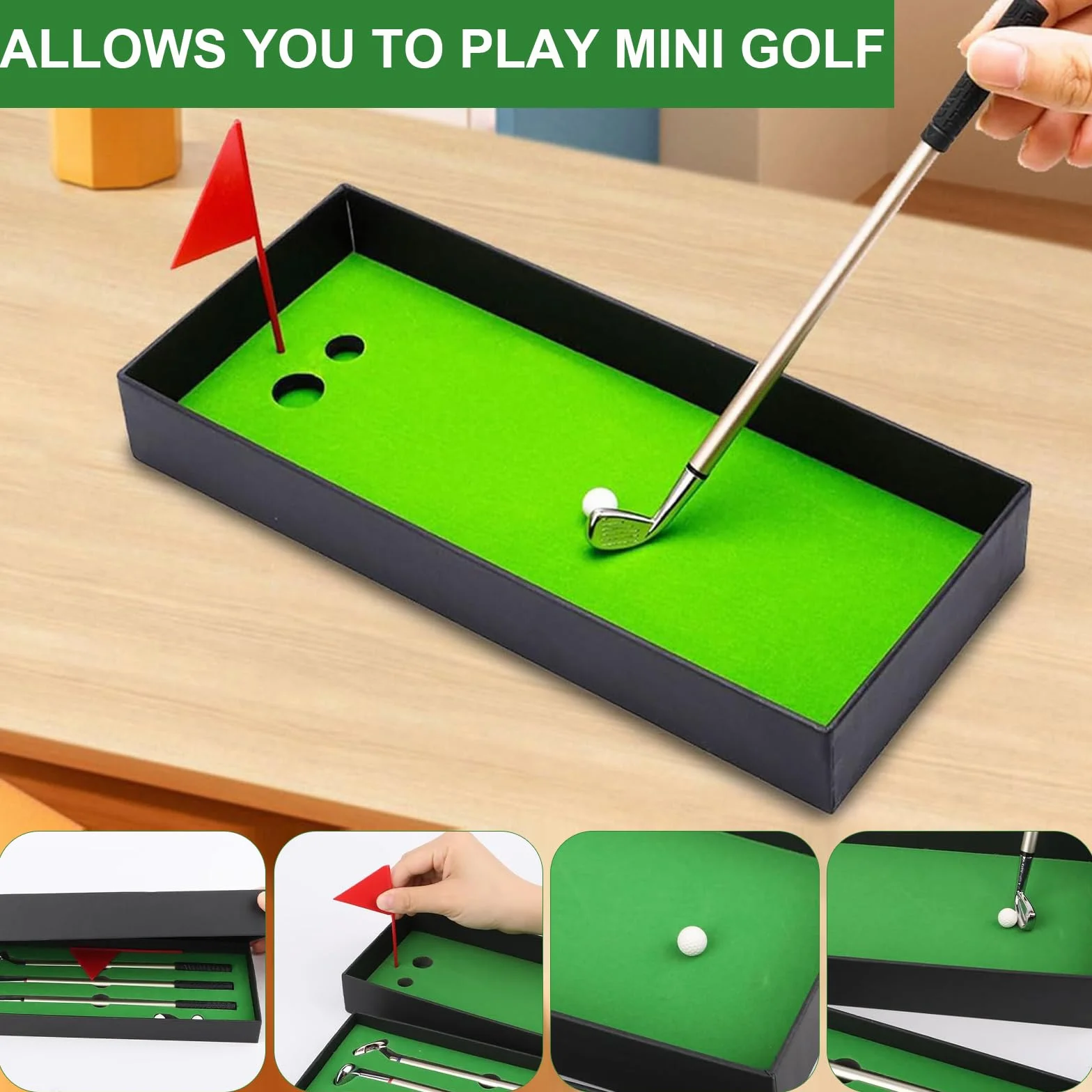 Zestaw długopisów do klubu golfowego, mini zestaw kija golfowego, prezent dla fanów golfa, rozrywka biurowa, 3 kije do długopisu golfowego, z małą flagą i 2 piłkami