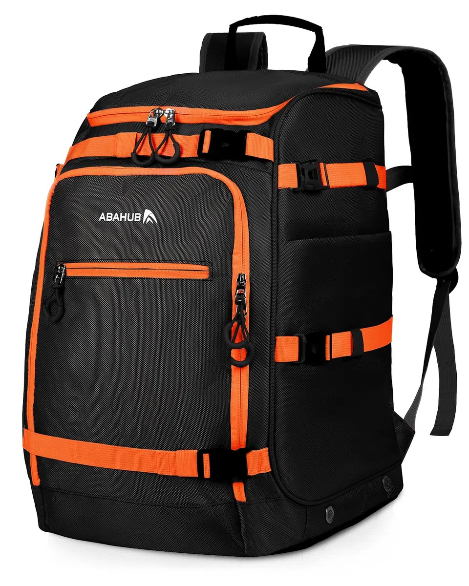 Abahub Torba na buty narciarskie z kieszenią na kask, plecak na buty narciarskie, 50 l, 1680D, nylon, wodoodporny, wyściełany, plecak na buty narciarskie, kask snowboardowy i akcesoria, Skiing Boot