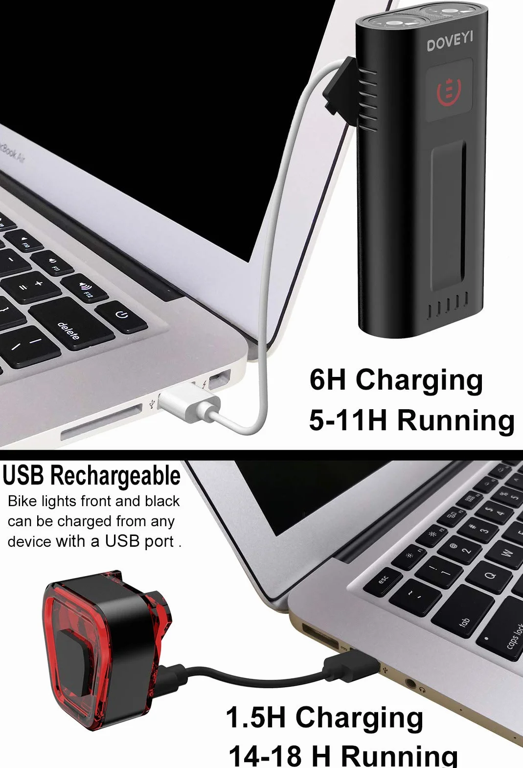 Akumulatorowe światła rowerowe USB, mocne światła rowerowe LED 6400 mAh Super 2400 lumenów Przednie i tylne światło rowerowe Wodoodporny zestaw świateł rowerowych szosowych i górskich IPX5