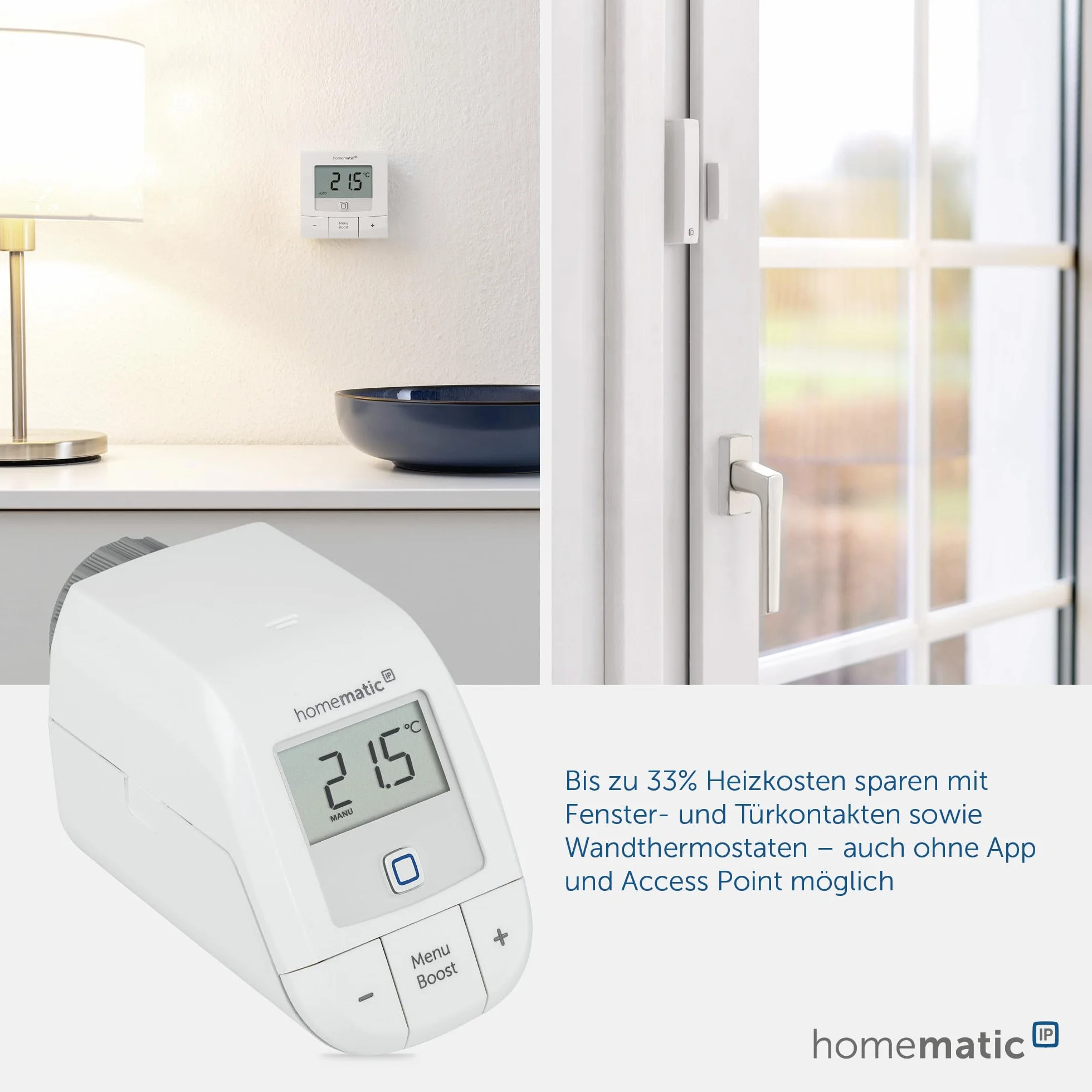 Homematic IP Termostat Inteligentny Biały 57 x 68 x 102 mm