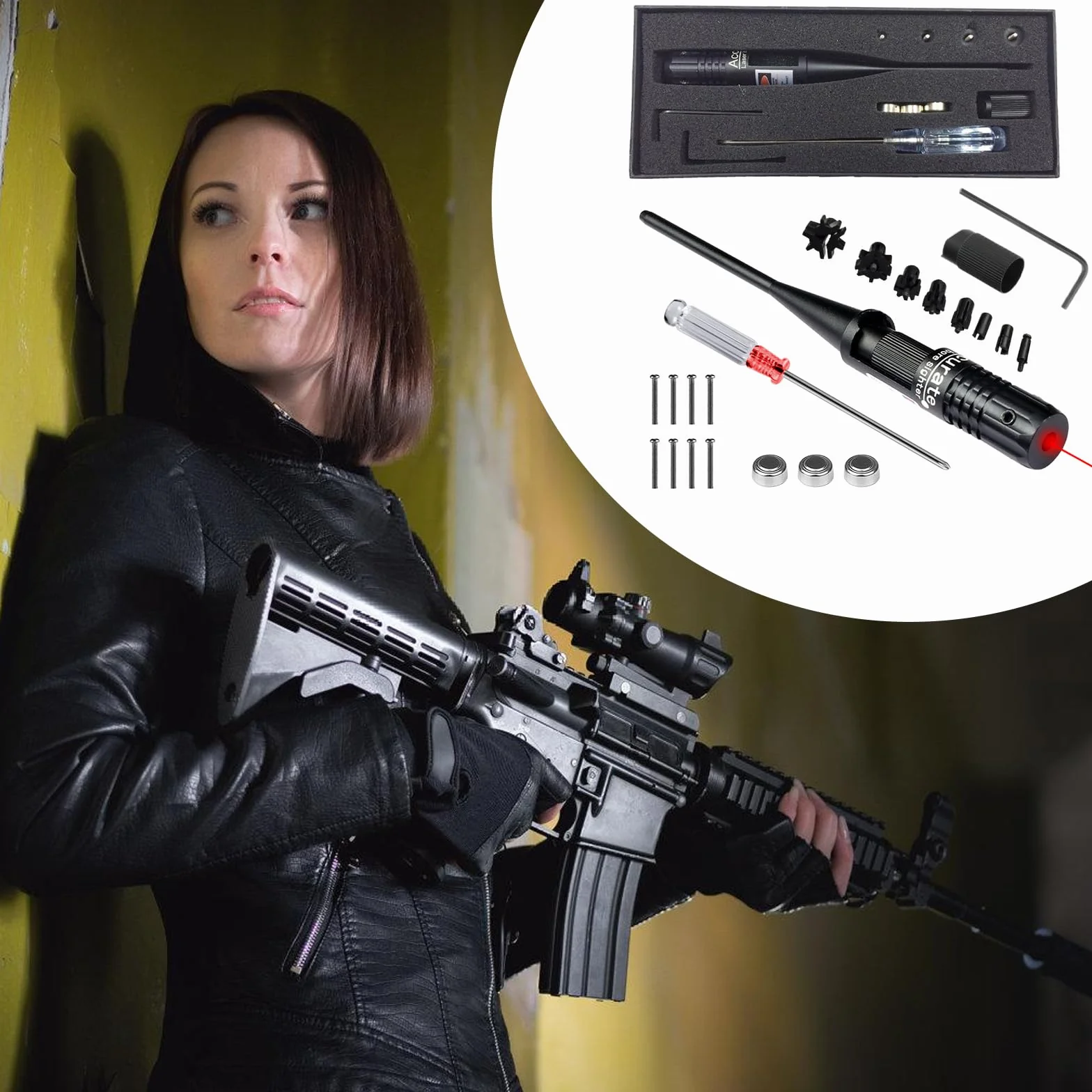 BORDEAG Bore Sighter, zestaw wizjera, kaliber od 22 do .50, lekki, Boresight, wysokiej jakości stop aluminium, kolimator Boresight do kalibracji poziomej (czerwone światło)