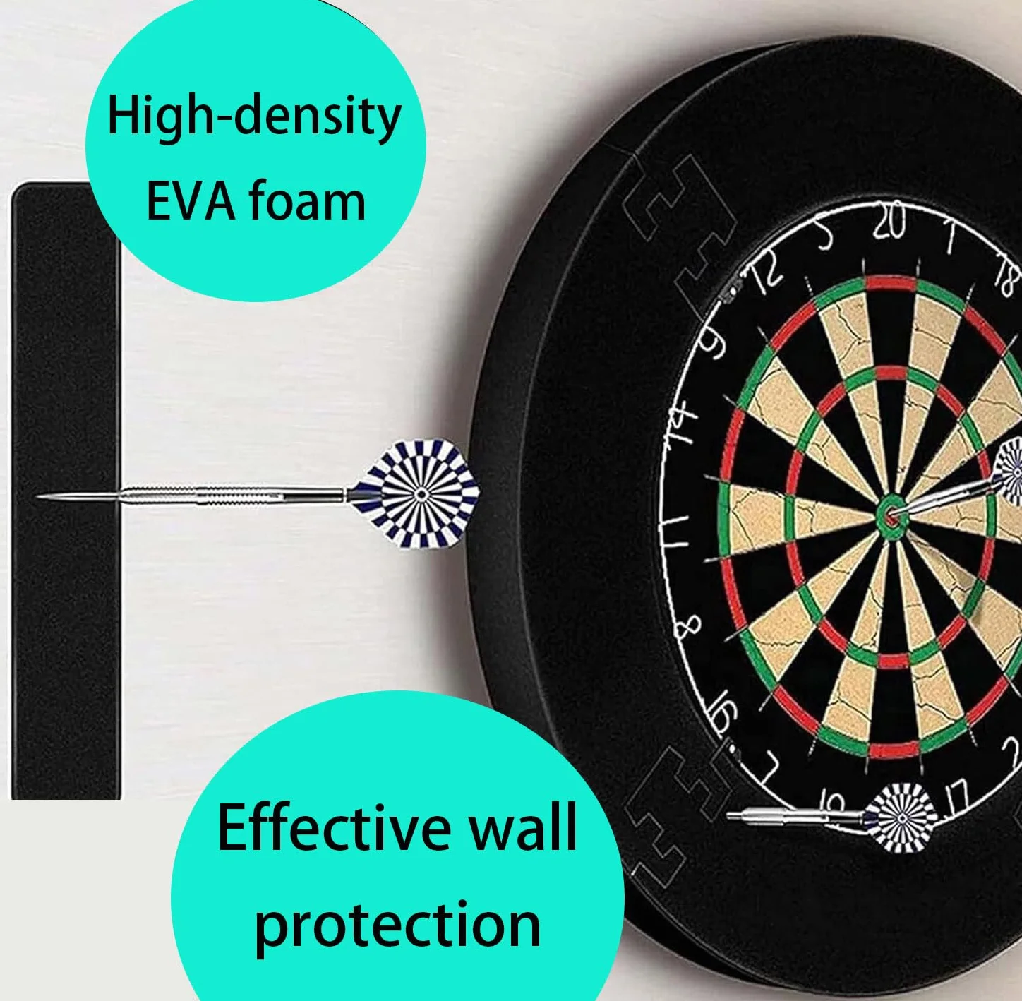Dart Catchring Surround, osłona do tarczy do gry w darta, pierścień otaczający, osłona tylnej płyty do darta, składa się z 5 części, do ochrony ściany Backboard Protection (czarny)