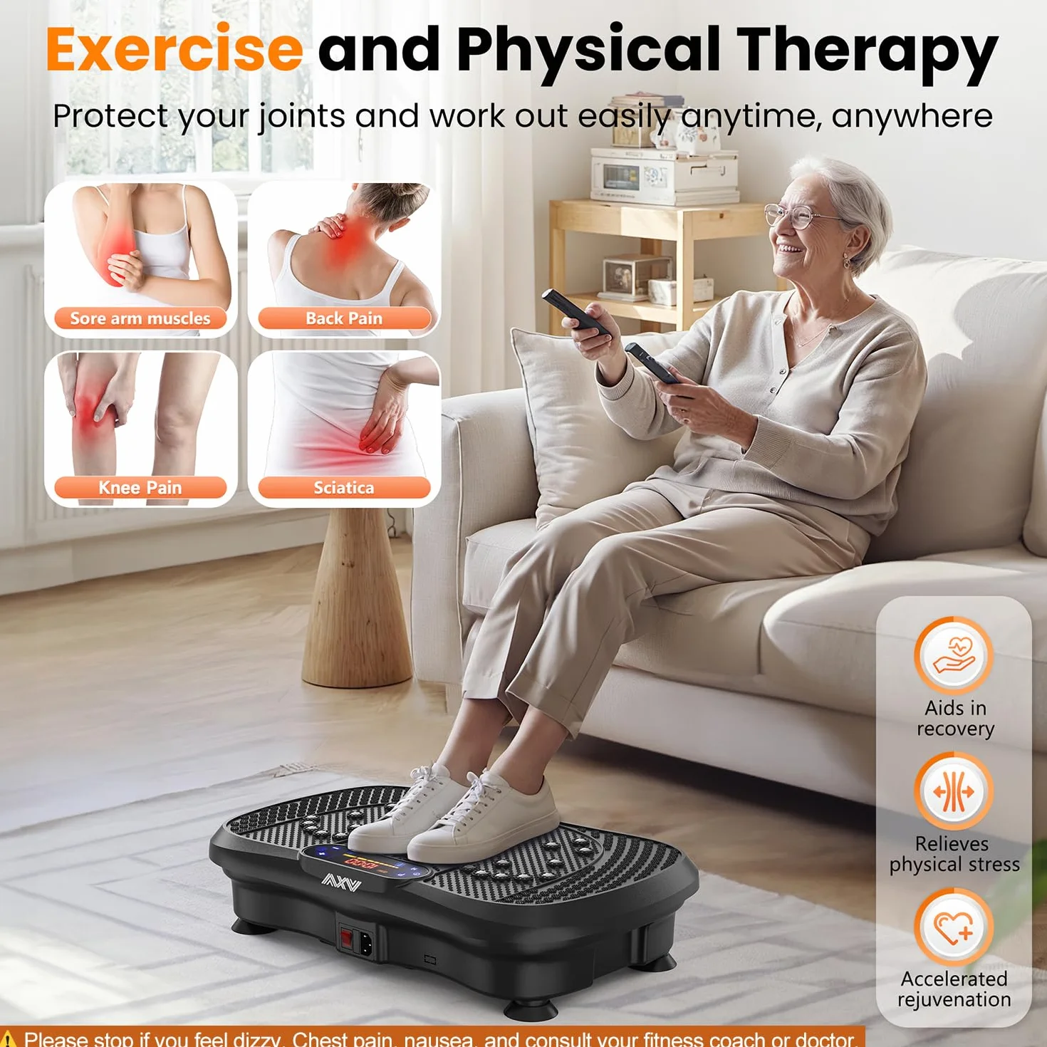 AXV Vibration Plate Exercise Machine Whole Body Workout Vibrate Fitness Platform Lymphatic Drainage Machine for Weight Loss Shaping Toning Wellness Home Gyms Workout