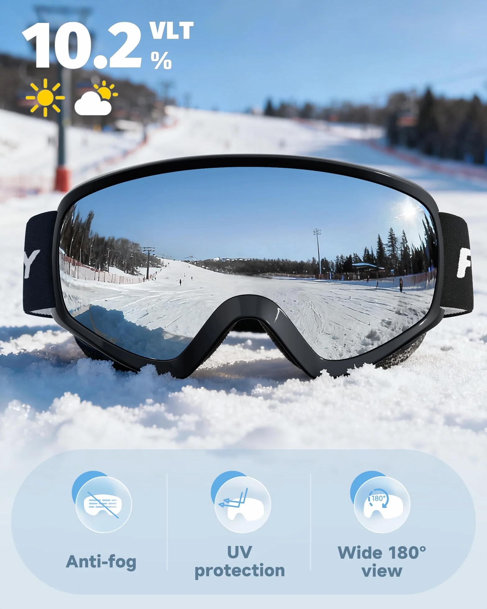 Findway Maska narciarska dla dzieci w wieku 5-16 lat, okulary narciarskie, maska narciarska, OTG, dla chłopca lub dziewczynki, ochrona przed promieniowaniem UV, przeciwmgielna, kompatybilna z kaskiem