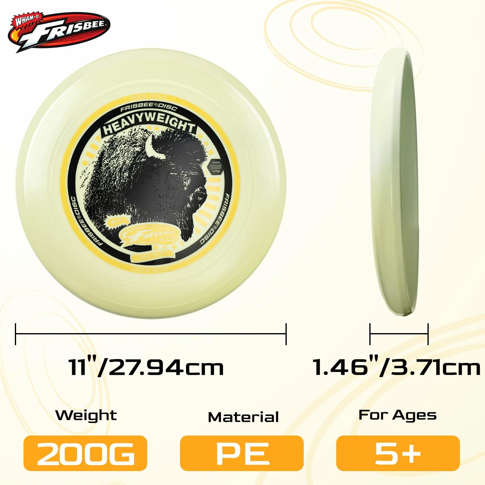 Wham-O Frisbee Heavyweight 200 g latający dysk sportowy długi dystans trwały do aktywności na świeżym powietrzu