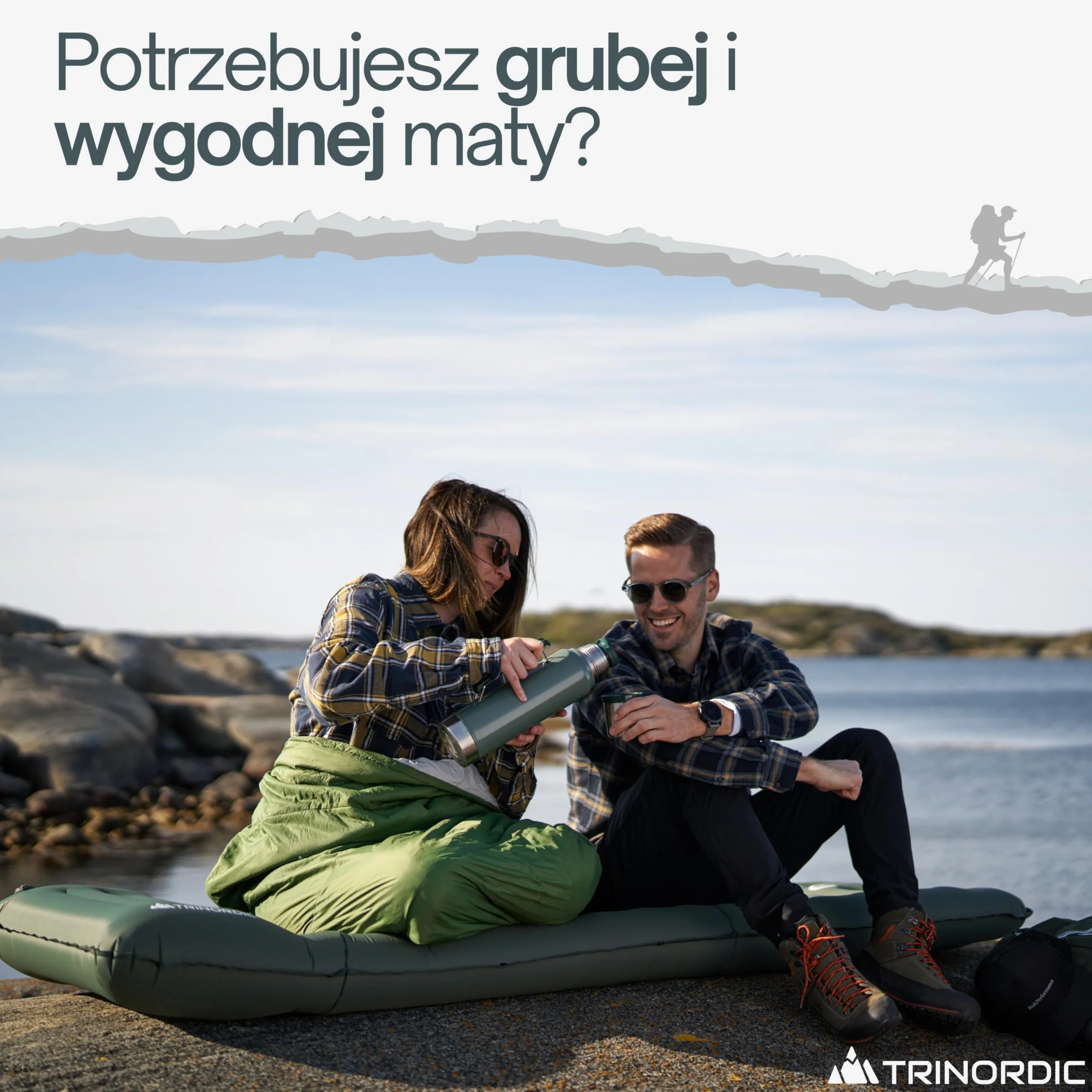 Trinordic Nadmuchiwany Materac Kempingowy 12 cm z Wbudowaną Pompką Nożną i Poduszką