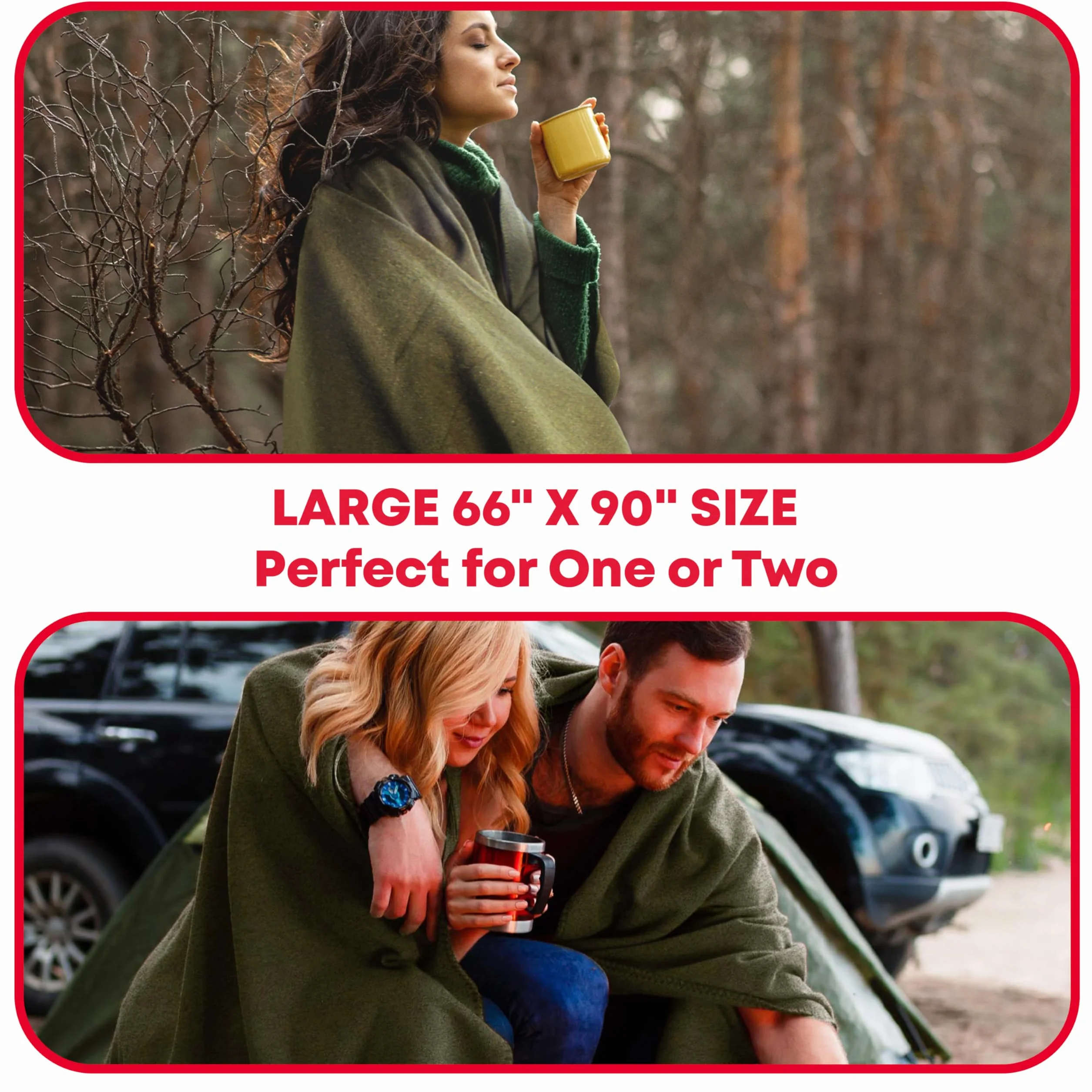Oliwkowa zieleń wełniany koc ognioodporny 167,6 x 228,6 cm 80% wełna US Military