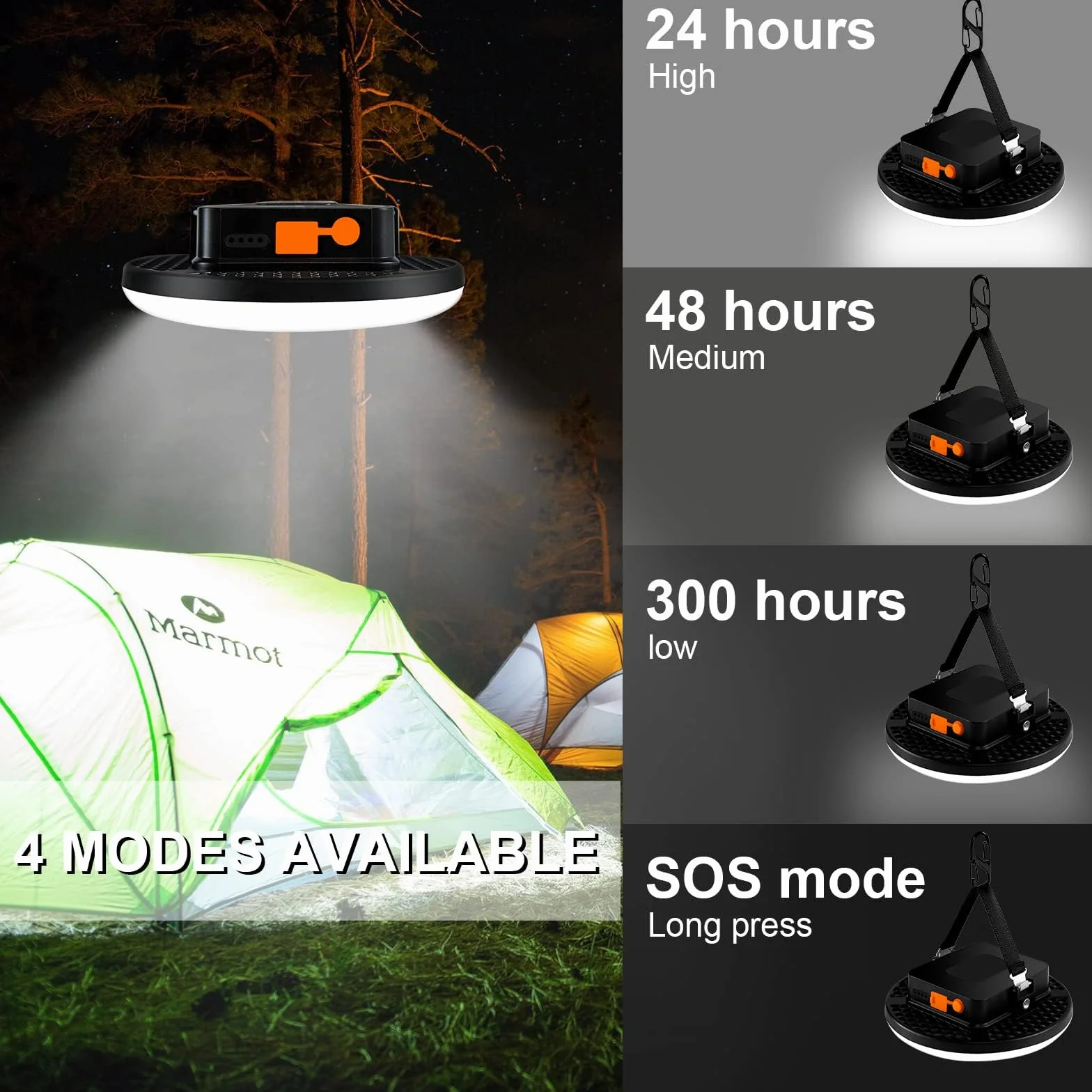 Lampa LED 12000 mAh Power Bank USB 2500 lm kempingowa z magnesem i portem nakrętki 1/4