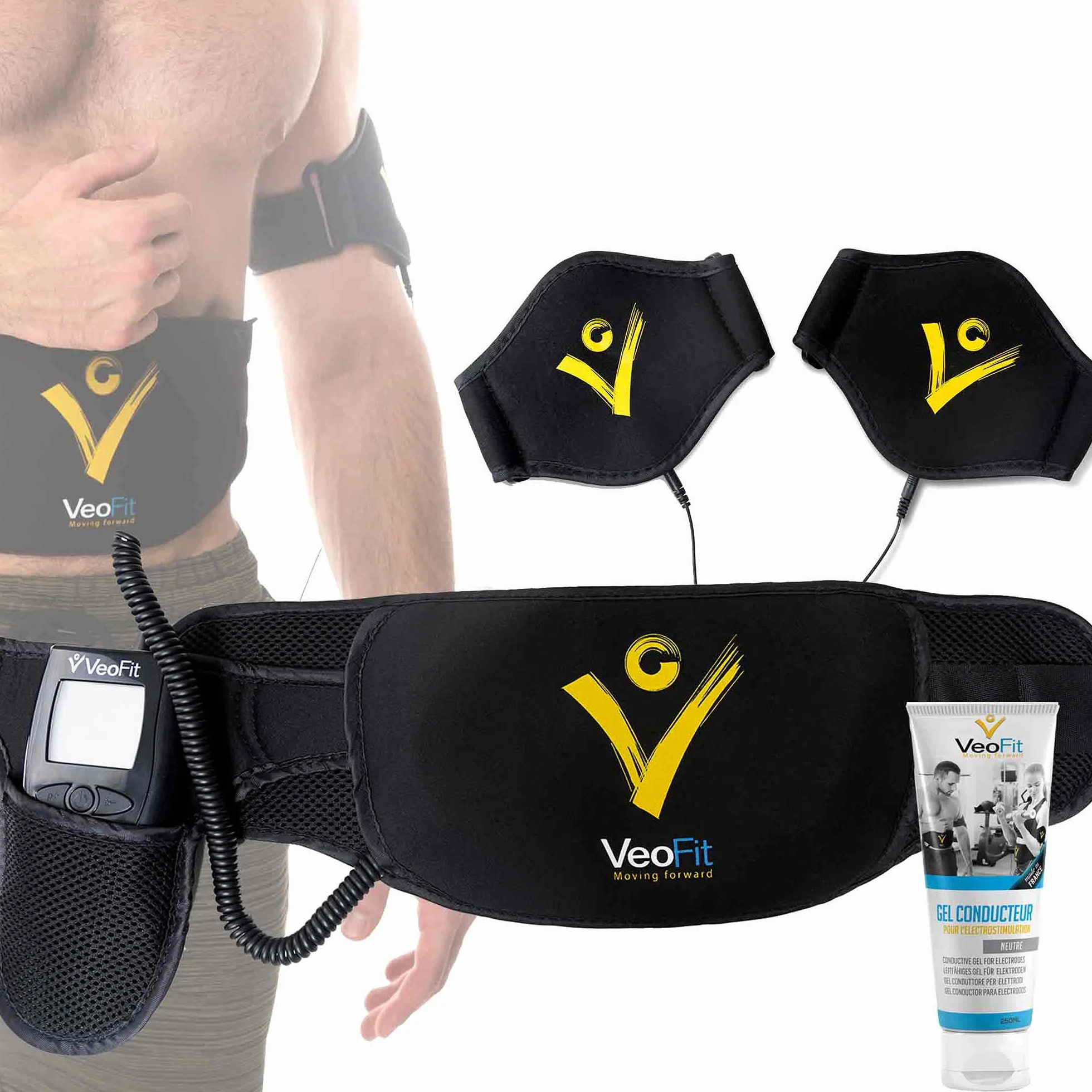 VEOFIT Pas EMS do treningu mięśni brzucha, wzmacnia i ujędrnia brzuch, plecy, ramiona, uda, łydki