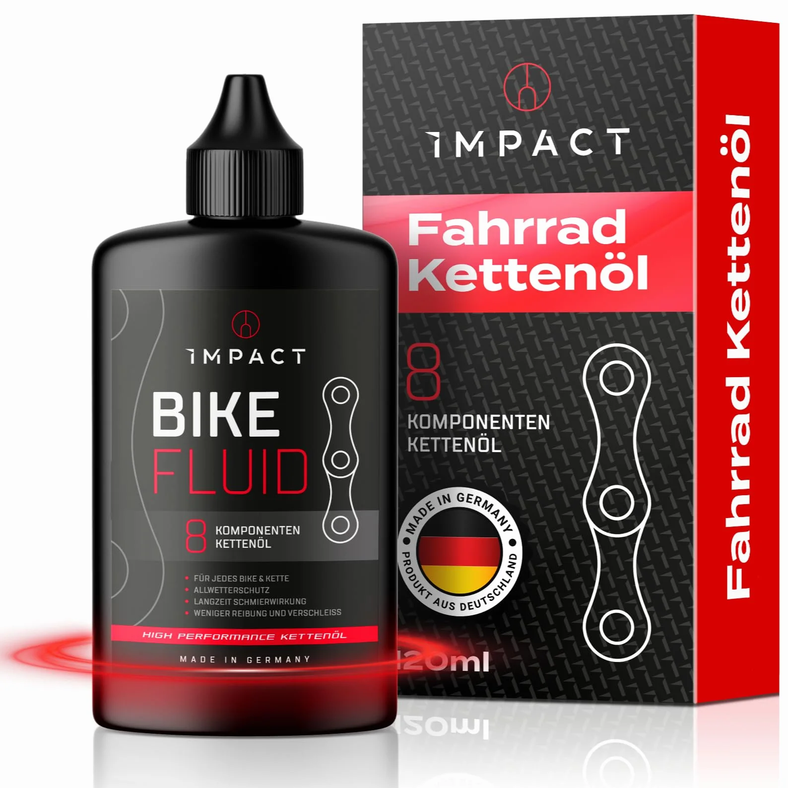 IMPACT® zimowy olej łańcuchowy do roweru, 120 ml, jedyny w swoim rodzaju 8-komponentowy olej do łańcuchów rowerowych do Twojego roweru, niezawodna ochrona przed warunkami atmosferycznymi, do rowerów