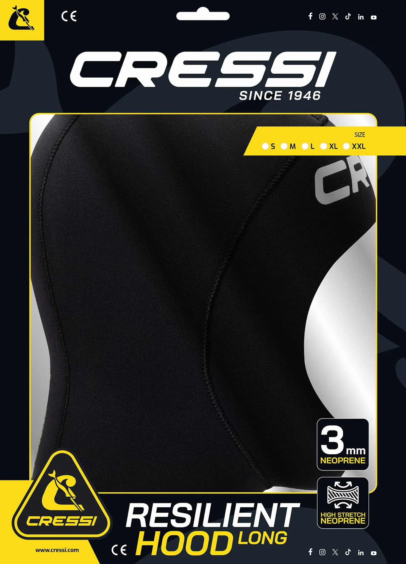 CRESSI Kaptur 3 mm L Neopren do Nurkowania Czarny