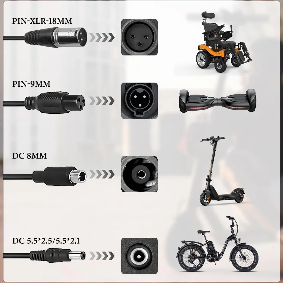 Ładowarka elektryczna 42V 2A do Xiaomi M365 Hoverboard Rower równowagi z 4 złączami