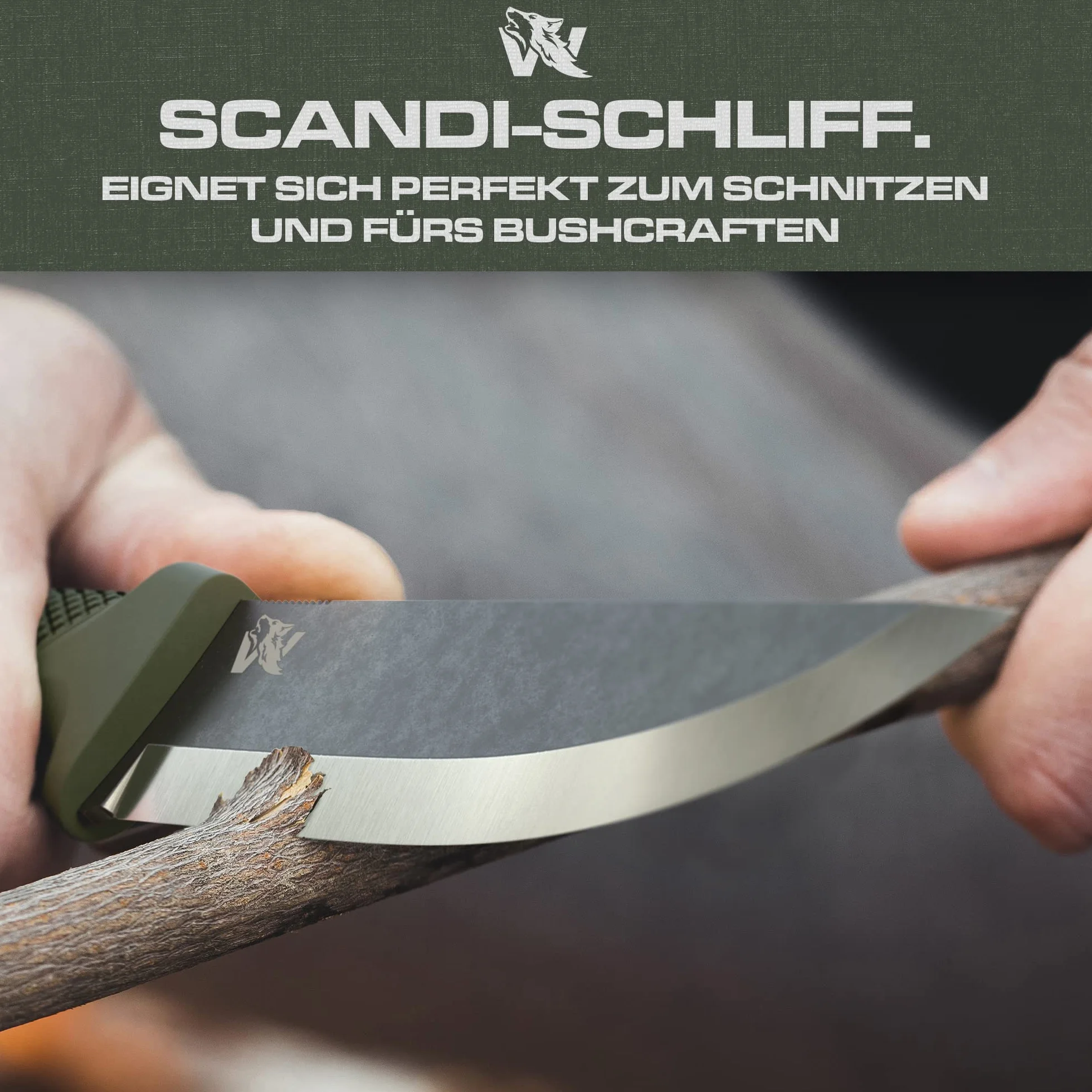 Wolfgangs W-SCANDI Angelmesser mit feststehender Klinge - Inkl. Scheide - Premium Survival-Messer aus einem Stück D2-Stahl - Perfektes Bushcraft-Messer Outdoor