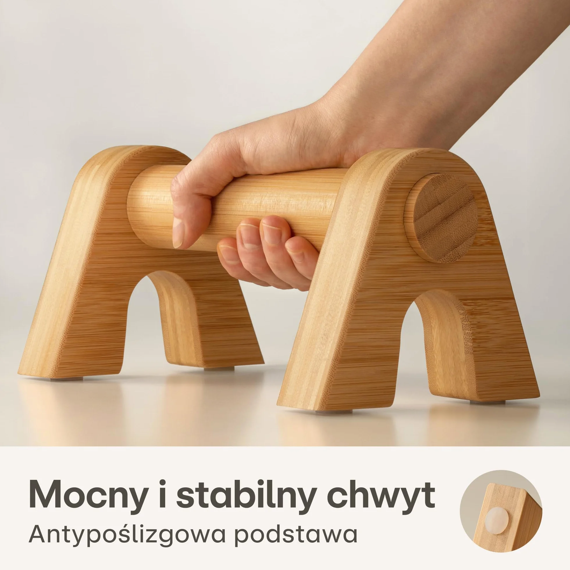 Praknu Bambusowe Uchwyty do Pomp - 2x Ergonomiczne & Antypoślizgowe Parallettes z Torbą - Uchwyty do Pomp dla Calisthenics, Handstandów i Pomp - Sprzęt Treningowy do Użytku Wewnętrznego i Zewnętrznego
