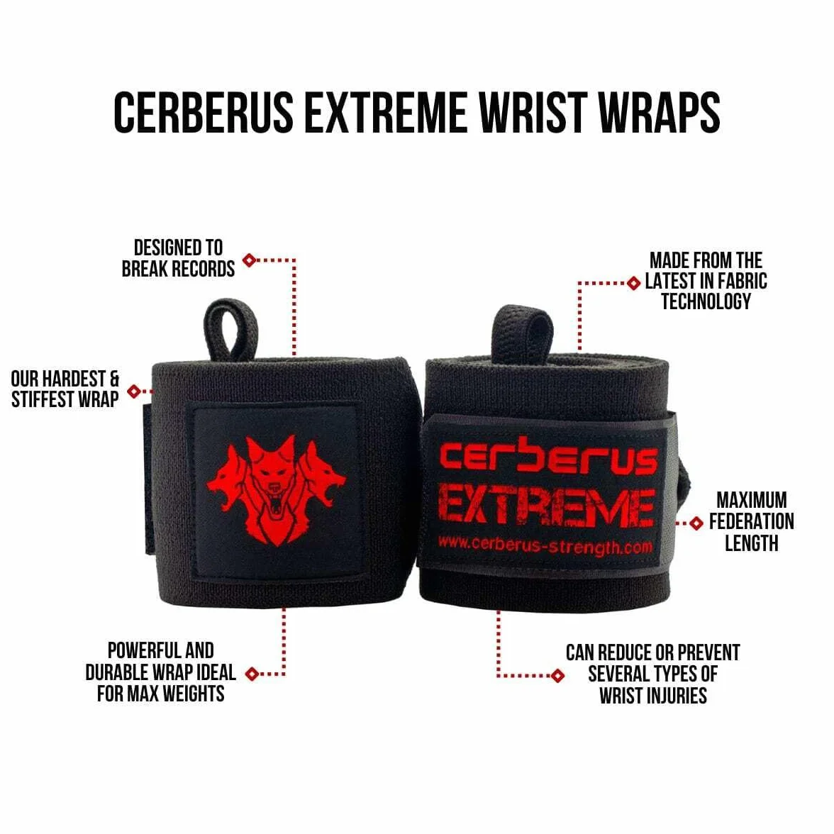 CERBERUS Strength Extreme 39 cali 99 cm opaski na nadgarstek para