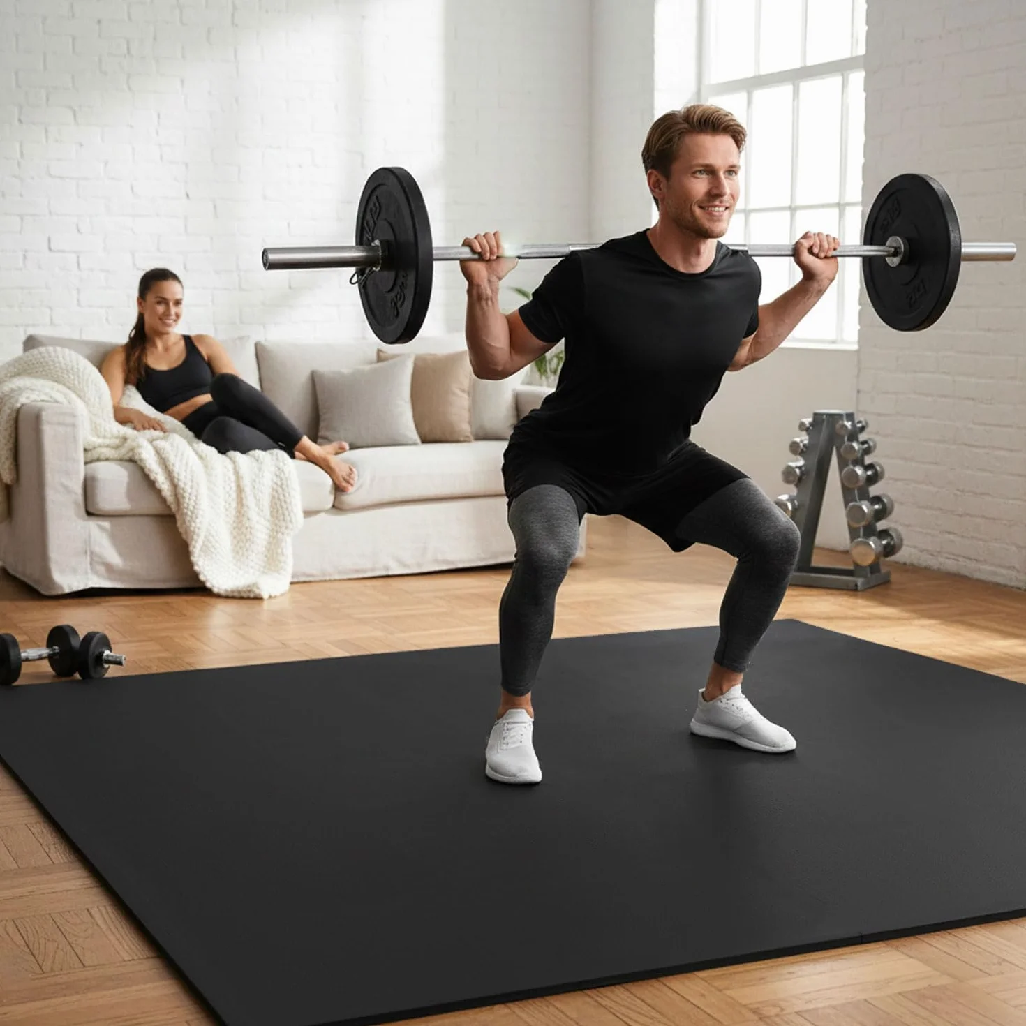 eyepower 1,7 m² mata ochronna na pod?og? Fitness 18 p?yt pod?ogowych 30 x 30 Homegym mata do fitnessu mata pod?ogowa do si?owni, sprz?t fitness, mata izolacyjna do bie?ni, roweru, urz?dzenia