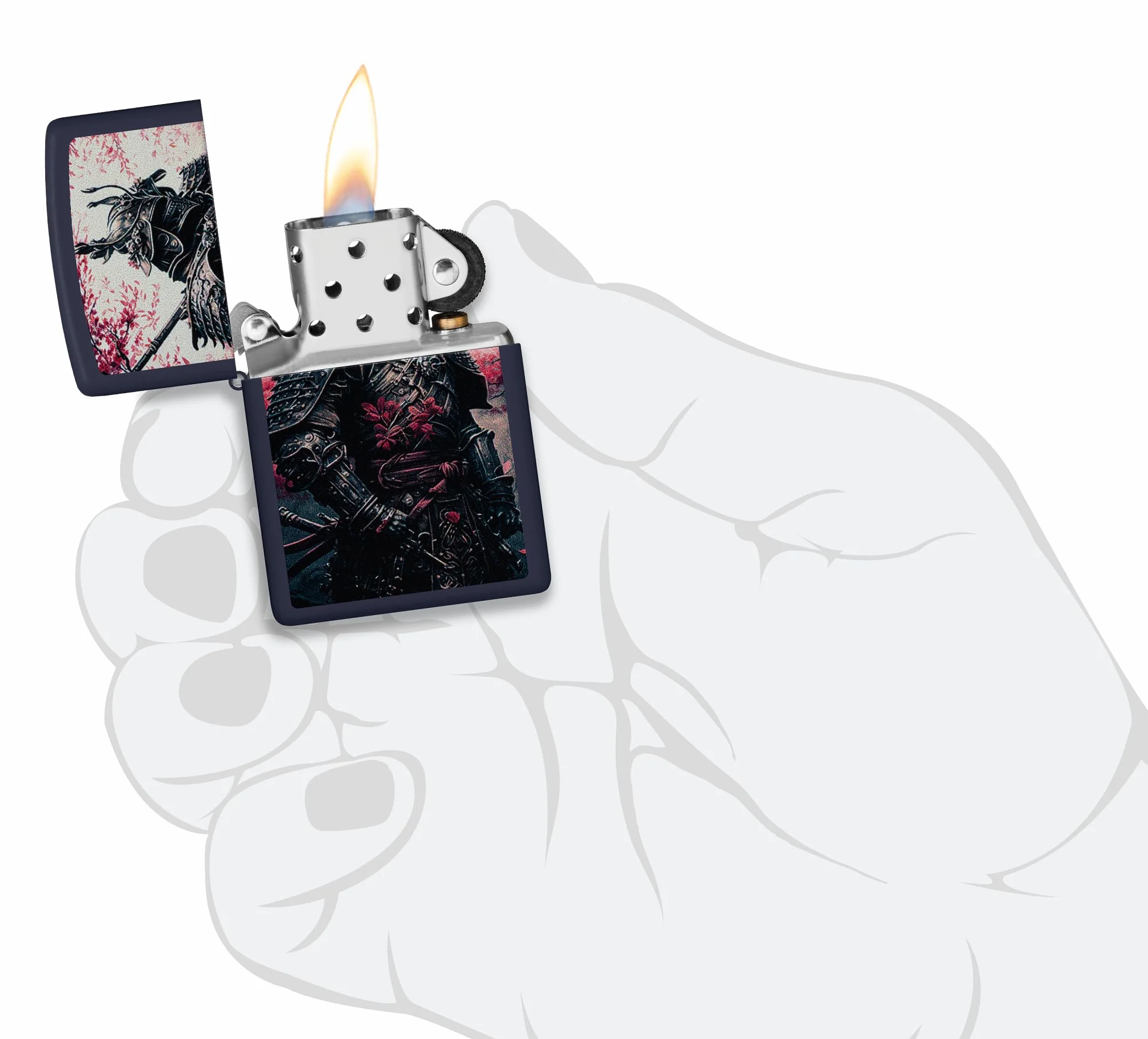 Zippo Samurai Warrior Zapalniczka Sztormowa, Wiatroodporna, Wielokrotnego Użytku, Granatowy Matowy, Wykonano w USA