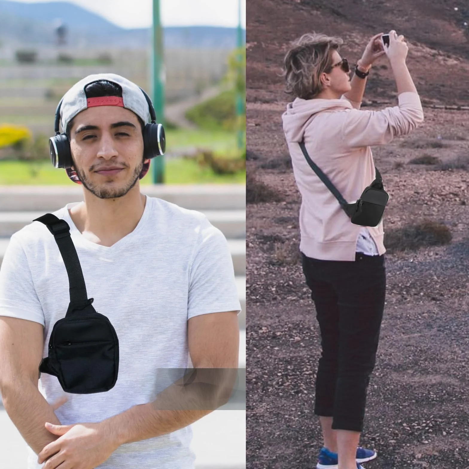 Sling Chest Crossbody Bag, torba na klatkę piersiową dla mężczyzn, wodoszczelna torba na ramię, na podróż, wędrówki, jazdę na rowerze, kemping, sport na świeżym powietrzu