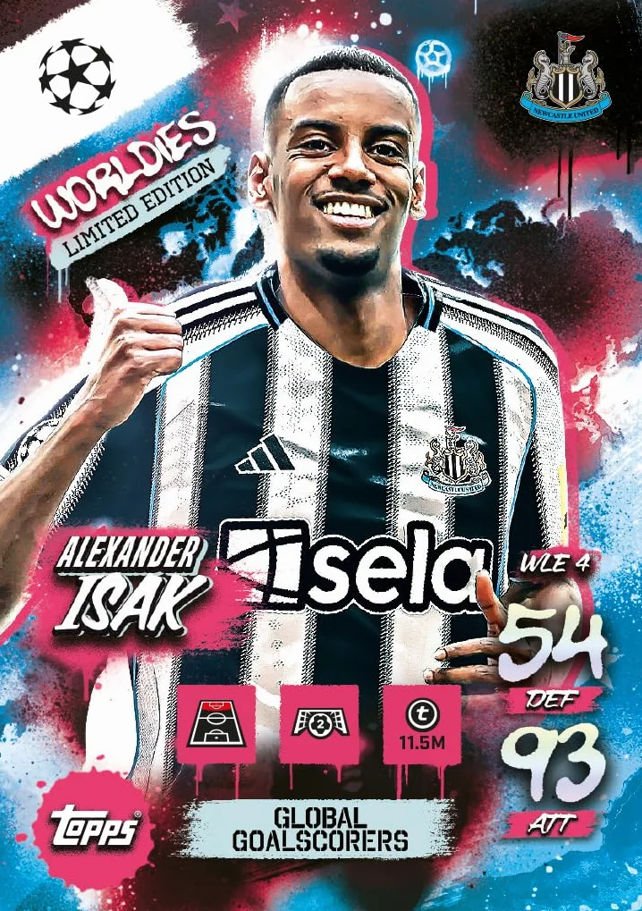 Topps UCC Match Attax 2025/26 Mini Tin Global Goalscorers 28 kart Match Attax Plus