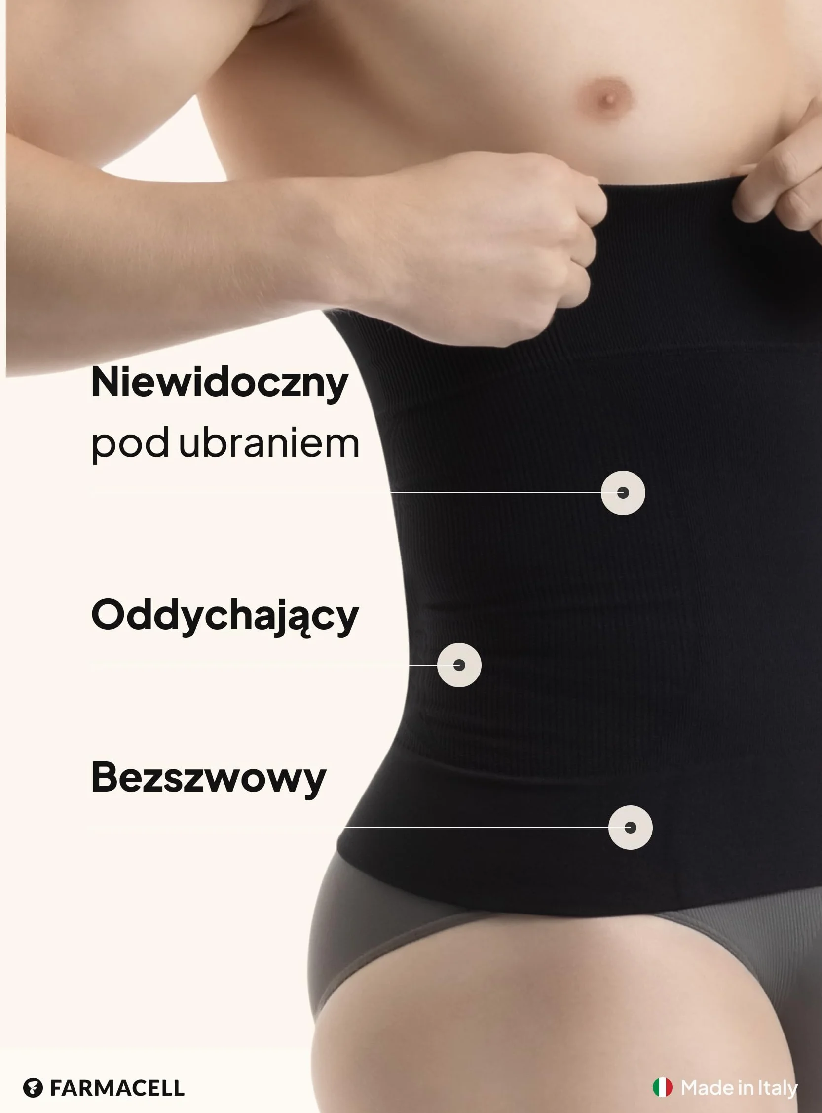 Farmacell Pas Wyszczuplający Na Brzuch dla Mężczyzn, Płaski Brzuch Shaper, Made in Italy