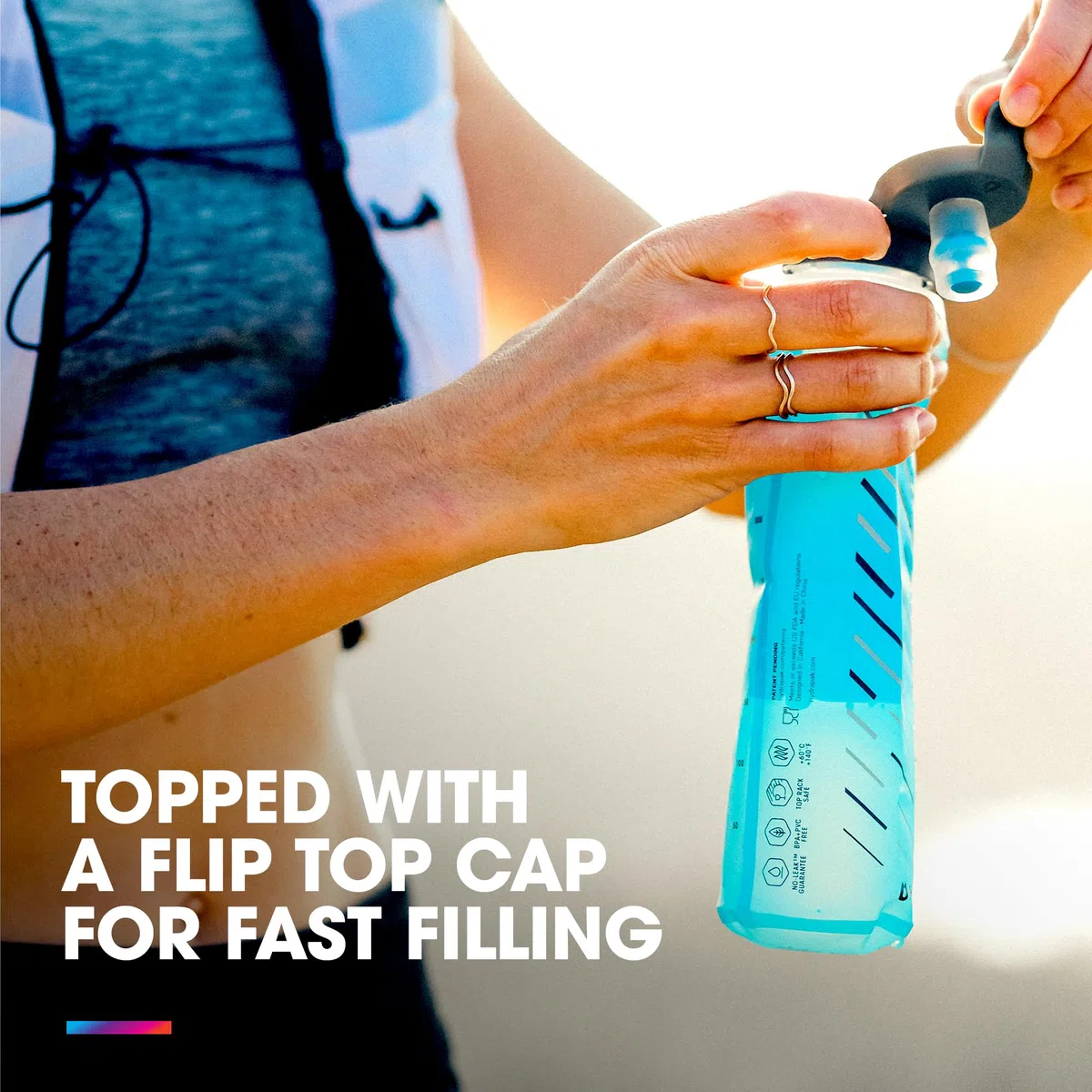 HydraPak UltraFlask Speed 500 ml składana miękka butelka na wodę do kamizelek nawadniających i opakowań do biegania z łatwym otwieraniem zakrętką (500 ml)