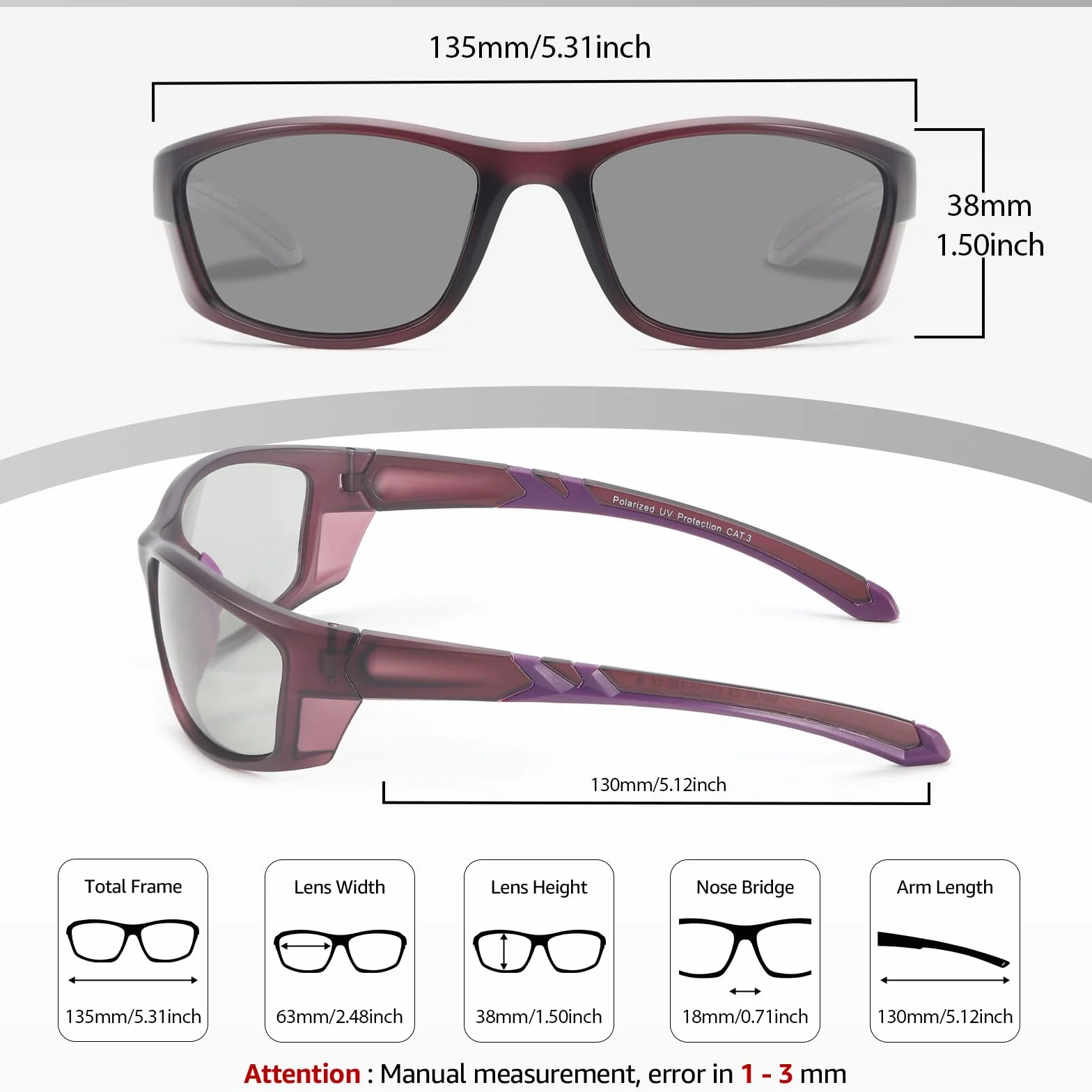Myiaur Okulary rowerowe damskie z polaryzacją, fotochromowe, sportowe okulary przeciwsłoneczne z ochroną UV400, do biegania, jazdy na rowerze