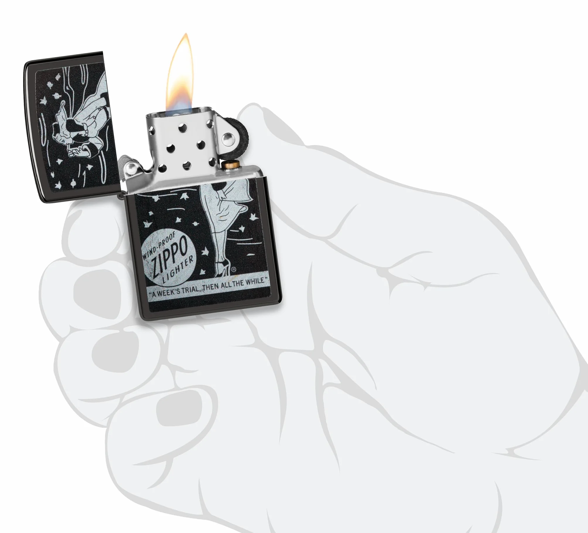 Zippo Vintage Windy Logo Zapalniczka Sztormowa Wielokrotnego Użytku Wiatroodporna Czarny