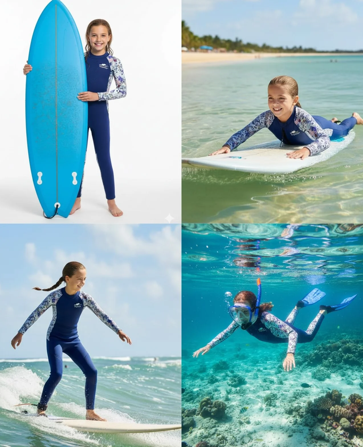 Gogokids Dziewczęcy kombinezon dziecięcy neoprenowy strój kąpielowy - dziecięcy rash guard jednoczęściowe stroje kąpielowe 2,5 mm strój do nurkowania z rurką UV 50+ ochrona przed słońcem