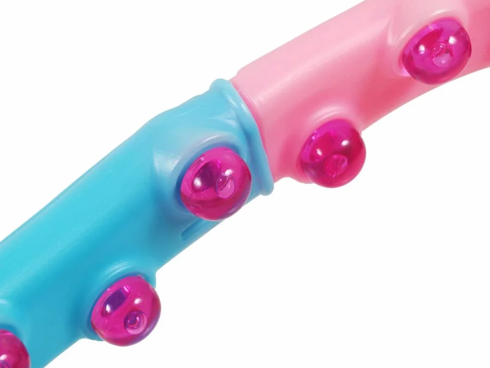 Obręcz hula hop z wypustkami do masażu 110 cm 1,25 kg 8 segmentów Niebieski/Różowy