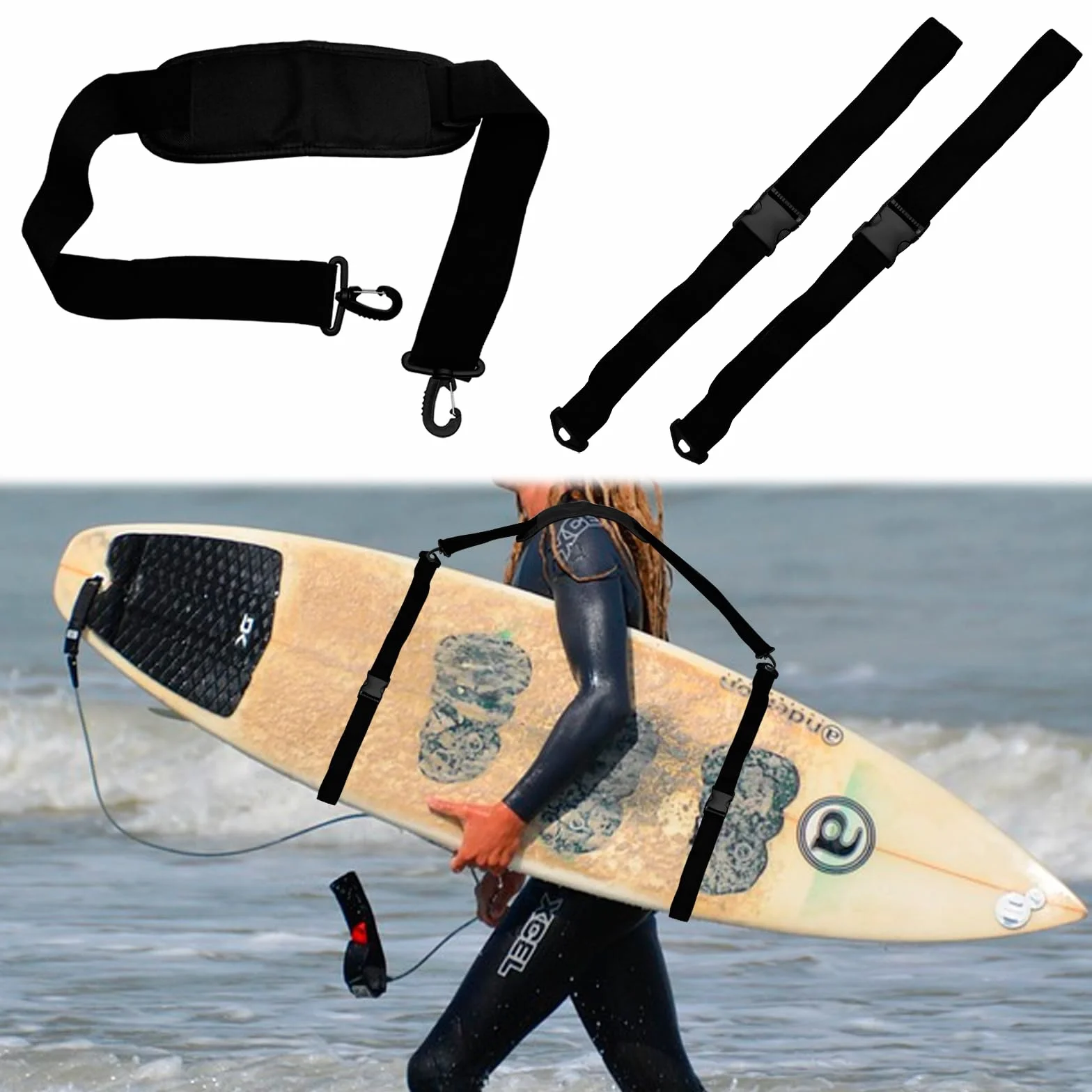 Pasek do noszenia deski surfingowej, regulowany pasek do noszenia, akcesoria SUP, pasek do noszenia deski surfingowej, deski surfingowej, kajaka, wzmocnionego wyposażenia