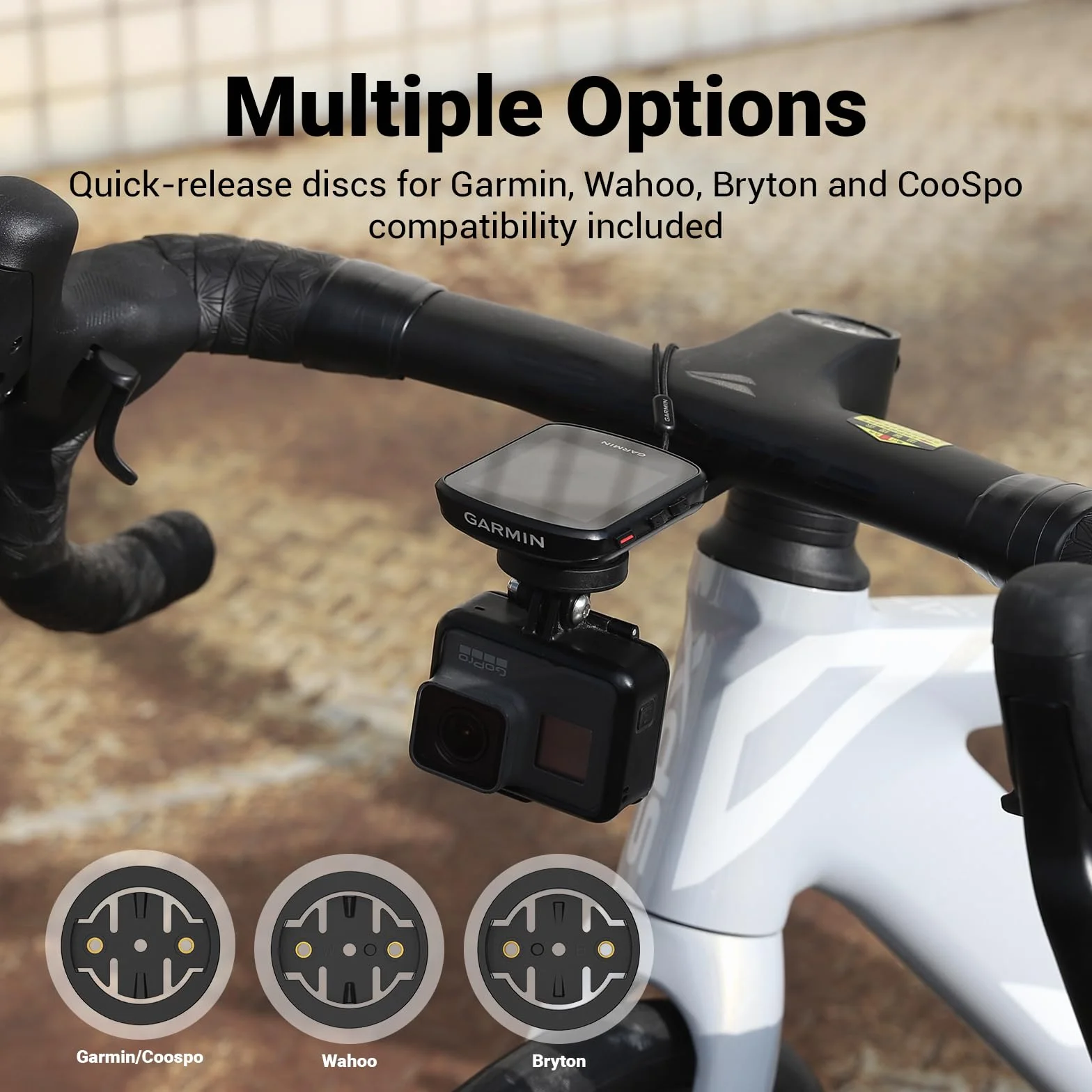 CooSpo Uchwyt na komputer rowerowy, szybkie mocowanie do komputera rowerowego Garmin, Wahoo, Bryton, kompatybilny z gopro, uchwyt rowerowy z przodu
