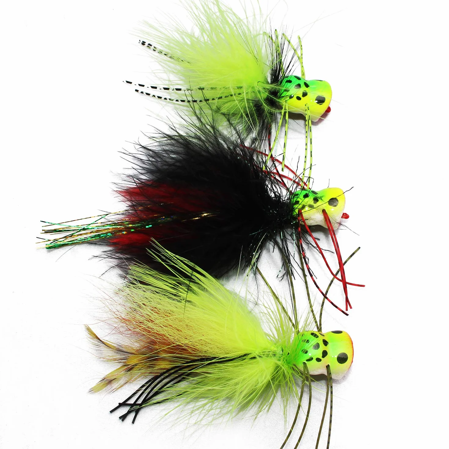 Tigofly 6 sztuk muchy fly fishing UV zielona powierzchnia żaby popper bass