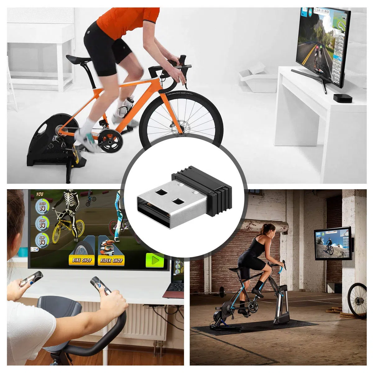ANT+ adapter USB odbiornik ANT Stick do Zwift, TacX, Wahoo, The Sufferfest, TrainerRoad, CycleOps Virtual Trainer, Rouvy, praca z trenażerem rolkowym