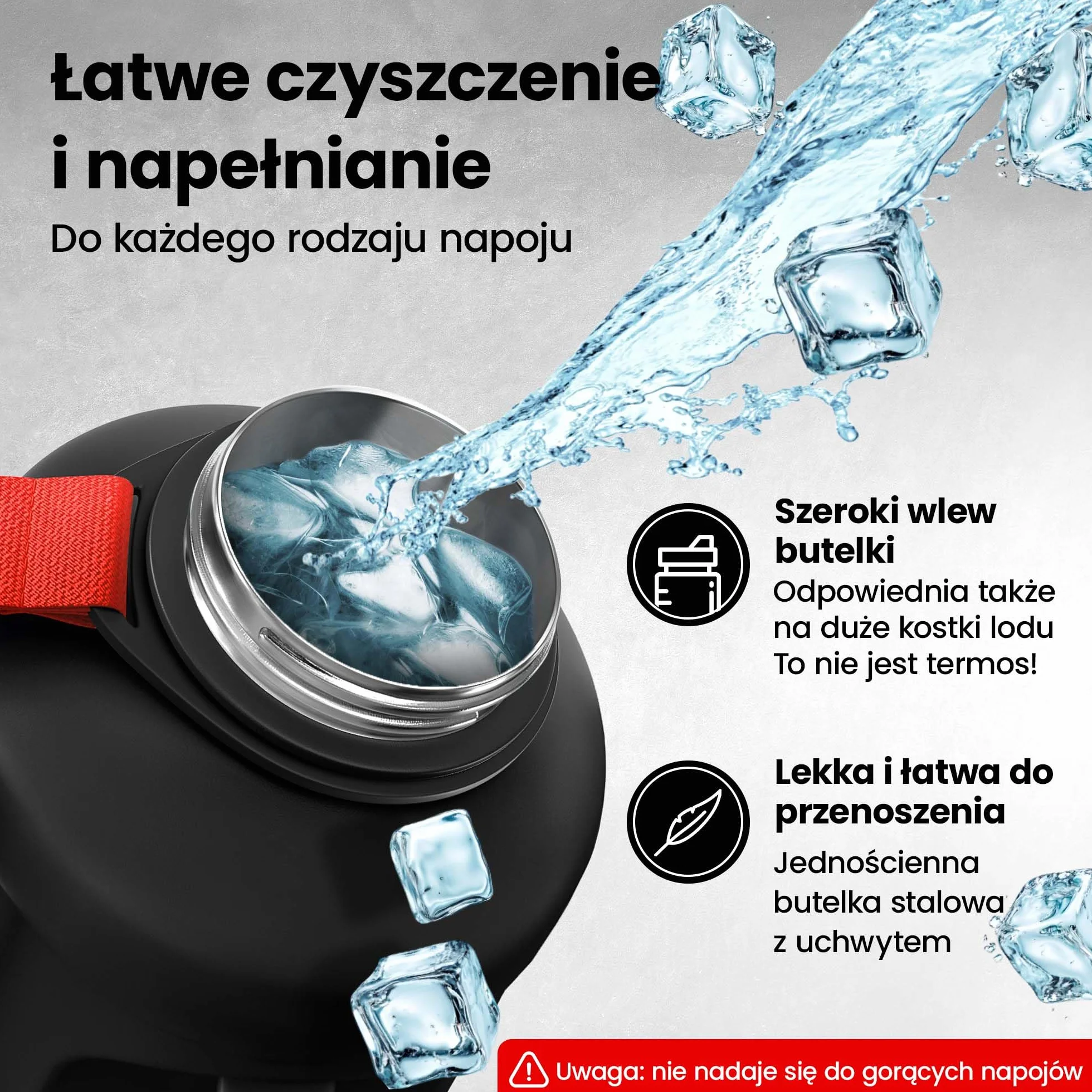 Butelka do picia ze stali nierdzewnej ACTIVE FLASK + Słomka (3 pokrywy) | Duża 1,3/2,2 Litrowa Sportowa bez BPA Nieprzeciekająca, 2l XL Sport Fitness Siłownia trening szczelna